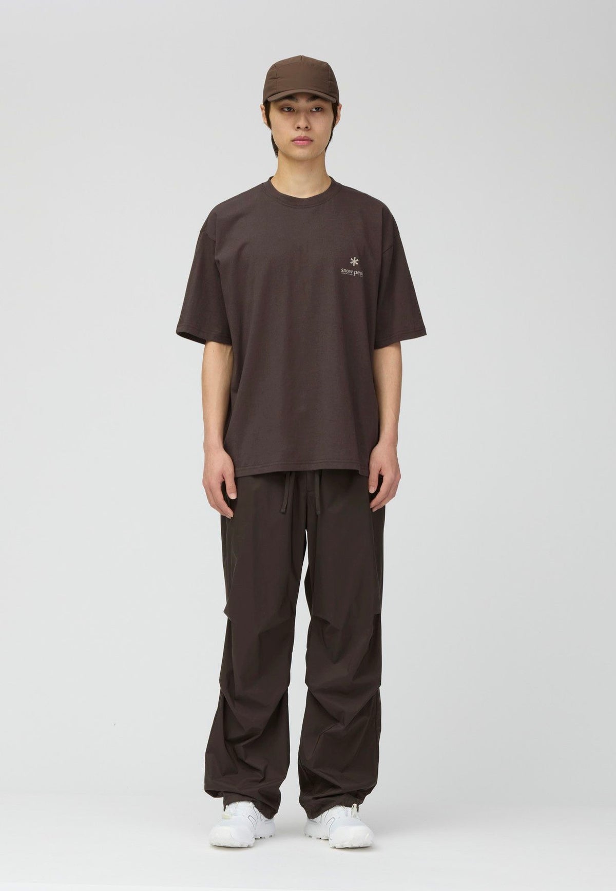 Snow Peak Soft Cotton Relaxed Logo Brown T-shirt | Men-Image