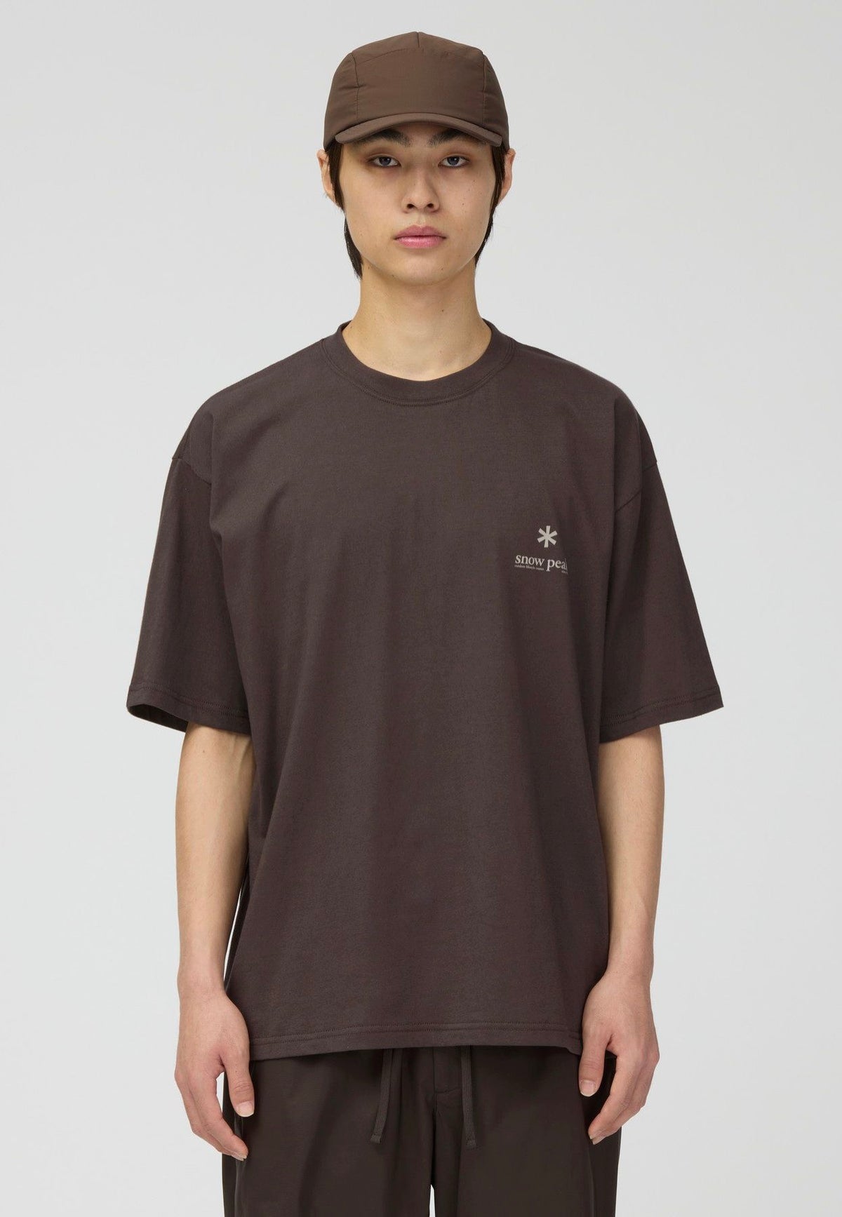 Snow Peak Soft Cotton Relaxed Logo Brown T-shirt | Men-Image