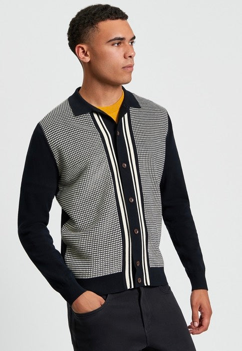 Ben Sherman - BI Coloured Button Through Black - Cardigan | Men-Image