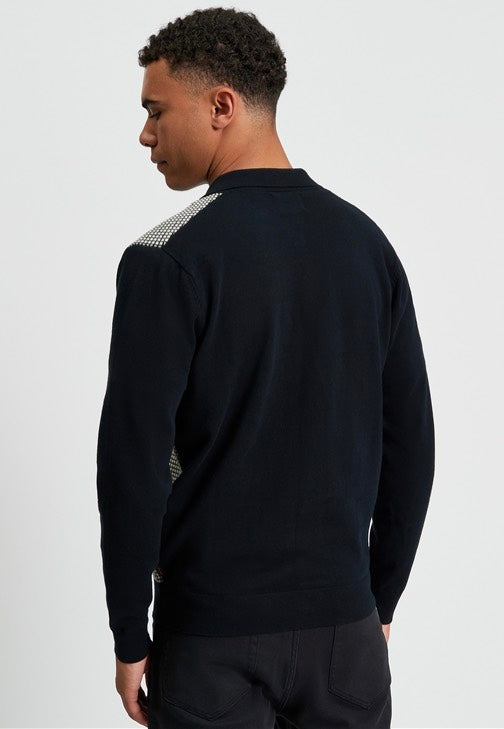 Ben Sherman - BI Coloured Button Through Black - Cardigan | Men-Image