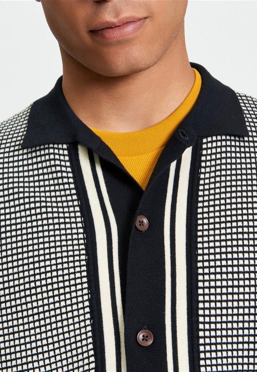 Ben Sherman - BI Coloured Button Through Black - Cardigan | Men-Image