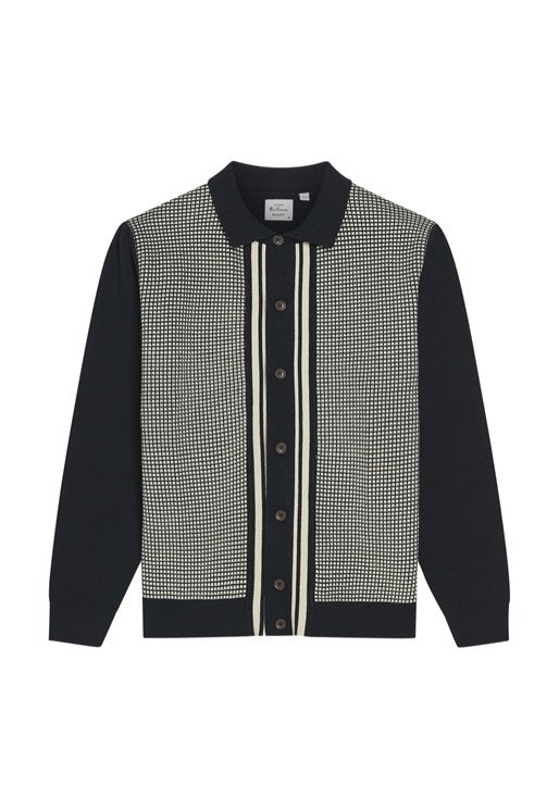 Ben Sherman - BI Coloured Button Through Black - Cardigan | Men-Image