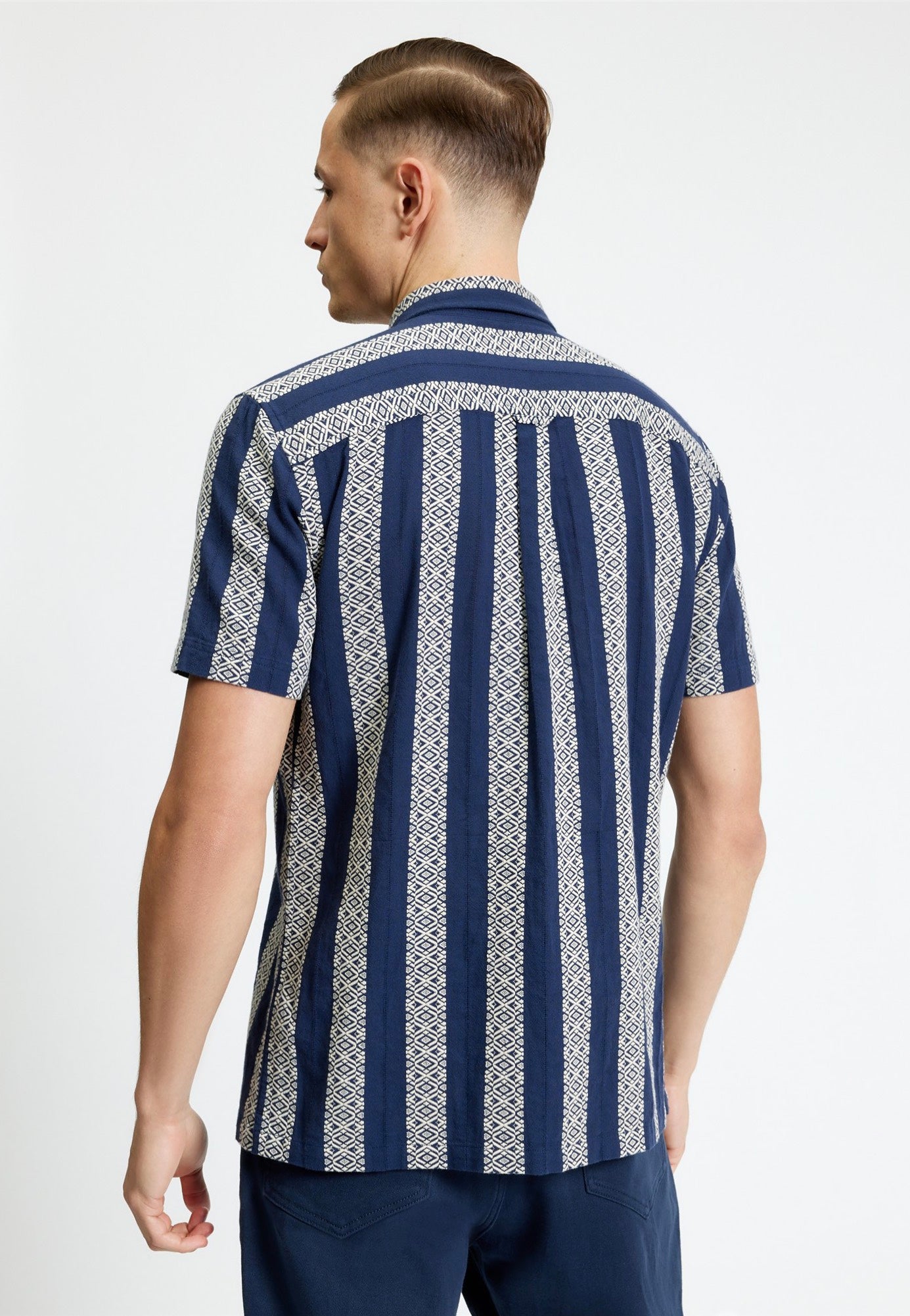 Ben Sherman - Block Geo Jacquard Stripe Twilight Denim - Shirt | Men-Image