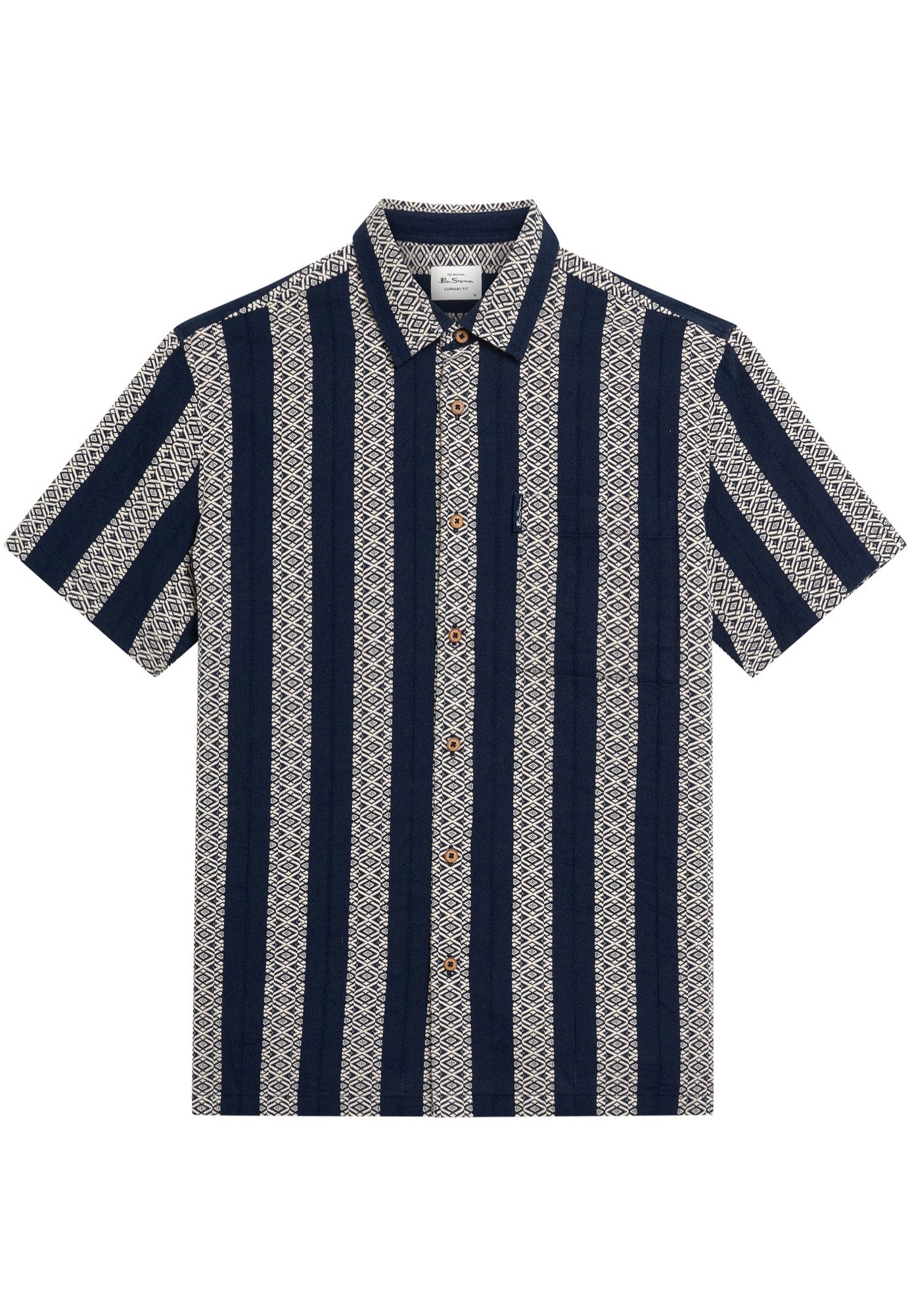 Ben Sherman - Block Geo Jacquard Stripe Twilight Denim - Shirt | Men-Image