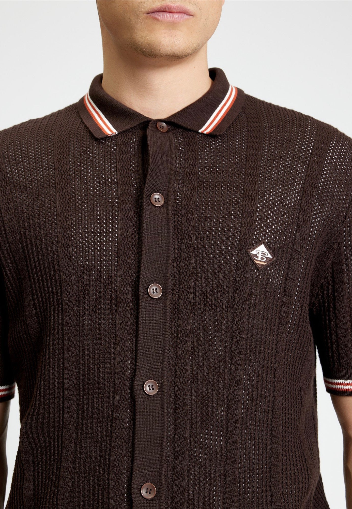 Ben Sherman - Open Texture Button Through Coffee - Shirt | Men-Image