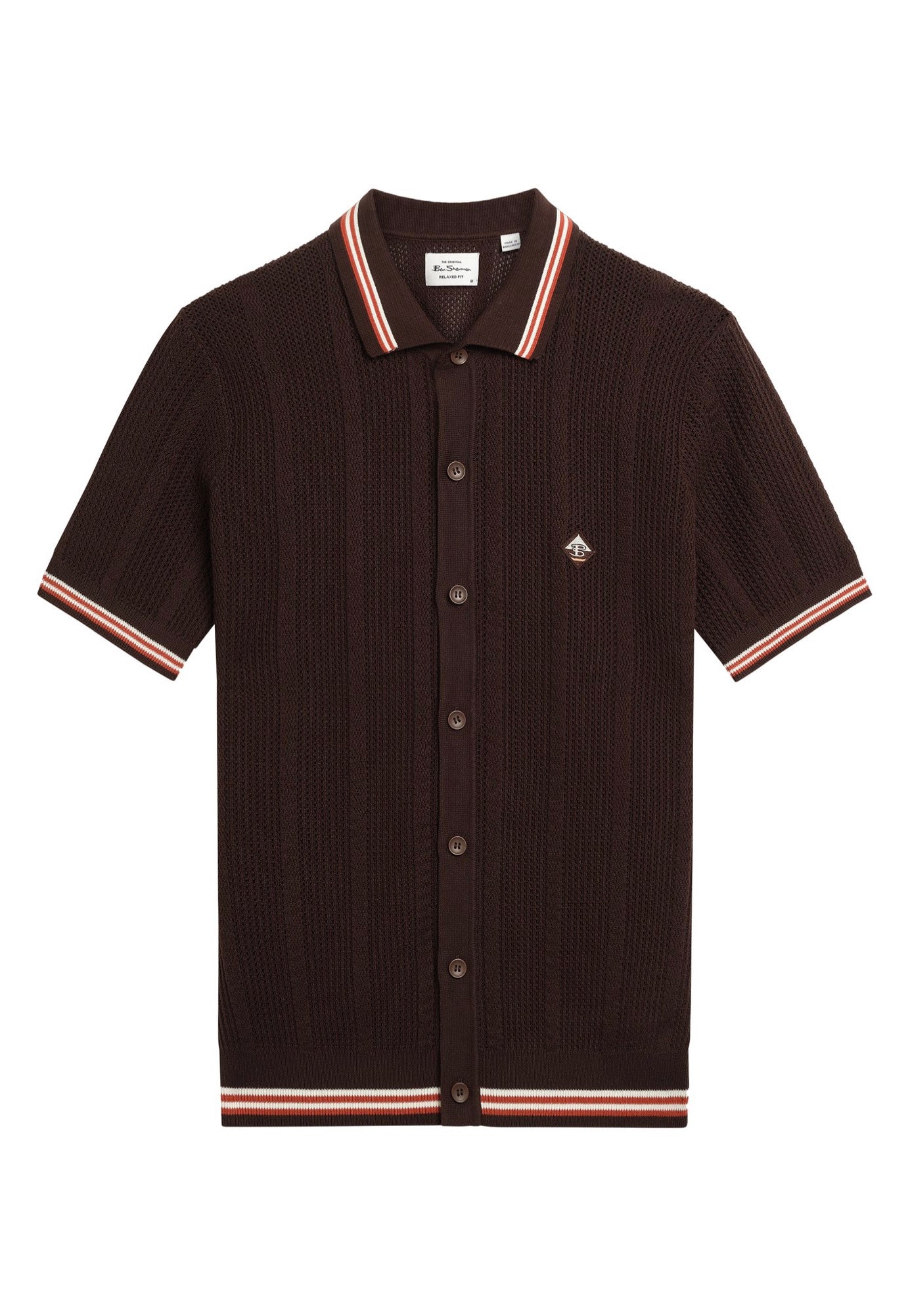 Ben Sherman - Open Texture Button Through Coffee - Shirt | Men-Image