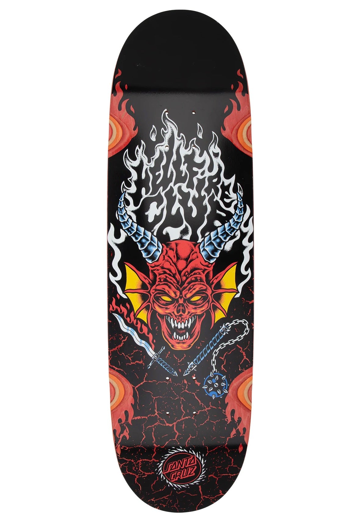 Santa Cruz x Stranger Things - Hellfire Club Flames 9.00 x 32.00 Inch - Skate Deck | Neutral-Image