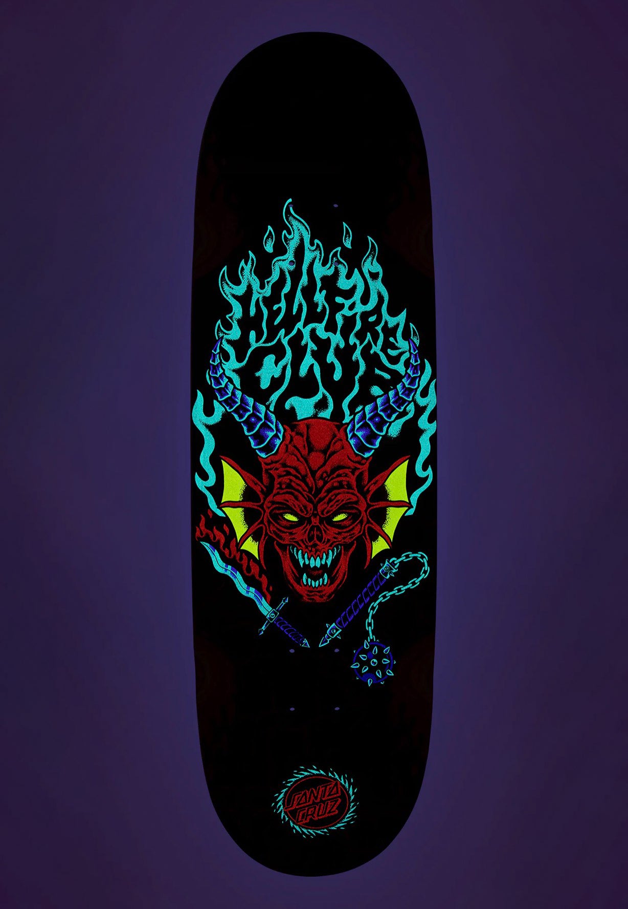 Santa Cruz x Stranger Things - Hellfire Club Flames 9.00 x 32.00 Inch - Skate Deck | Neutral-Image