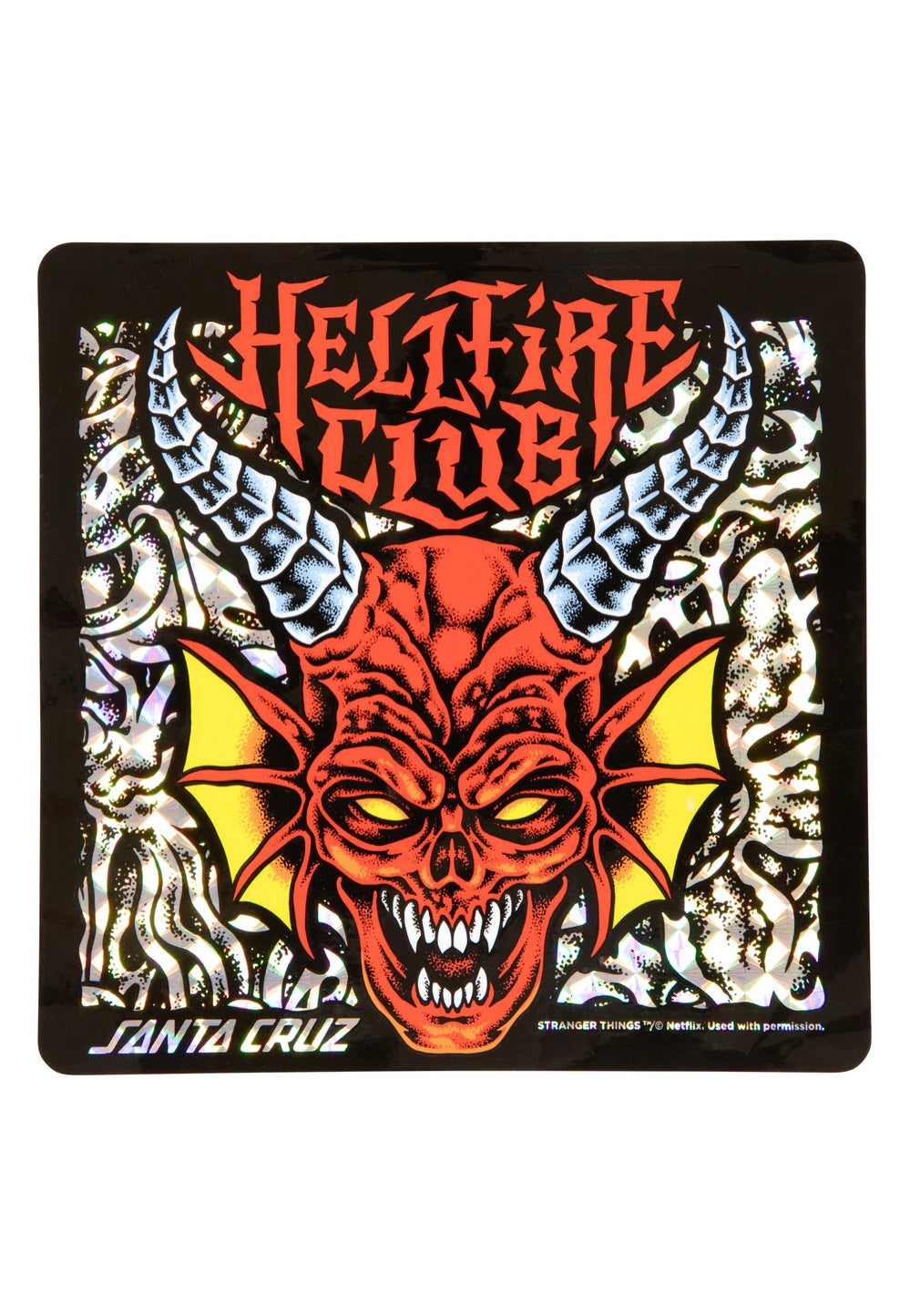 Santa Cruz x Stranger Things - Hellfire Club Flames 9.00 x 32.00 Inch - Skate Deck | Neutral-Image