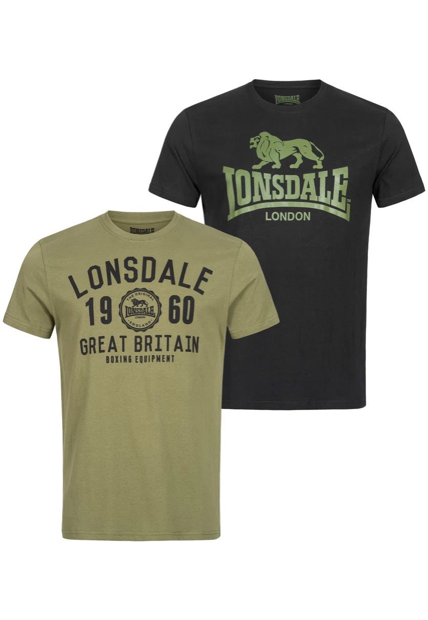 Lonsdale - Bangor Black/Olive Pack Of 2 - T-Shirt | Men-Image
