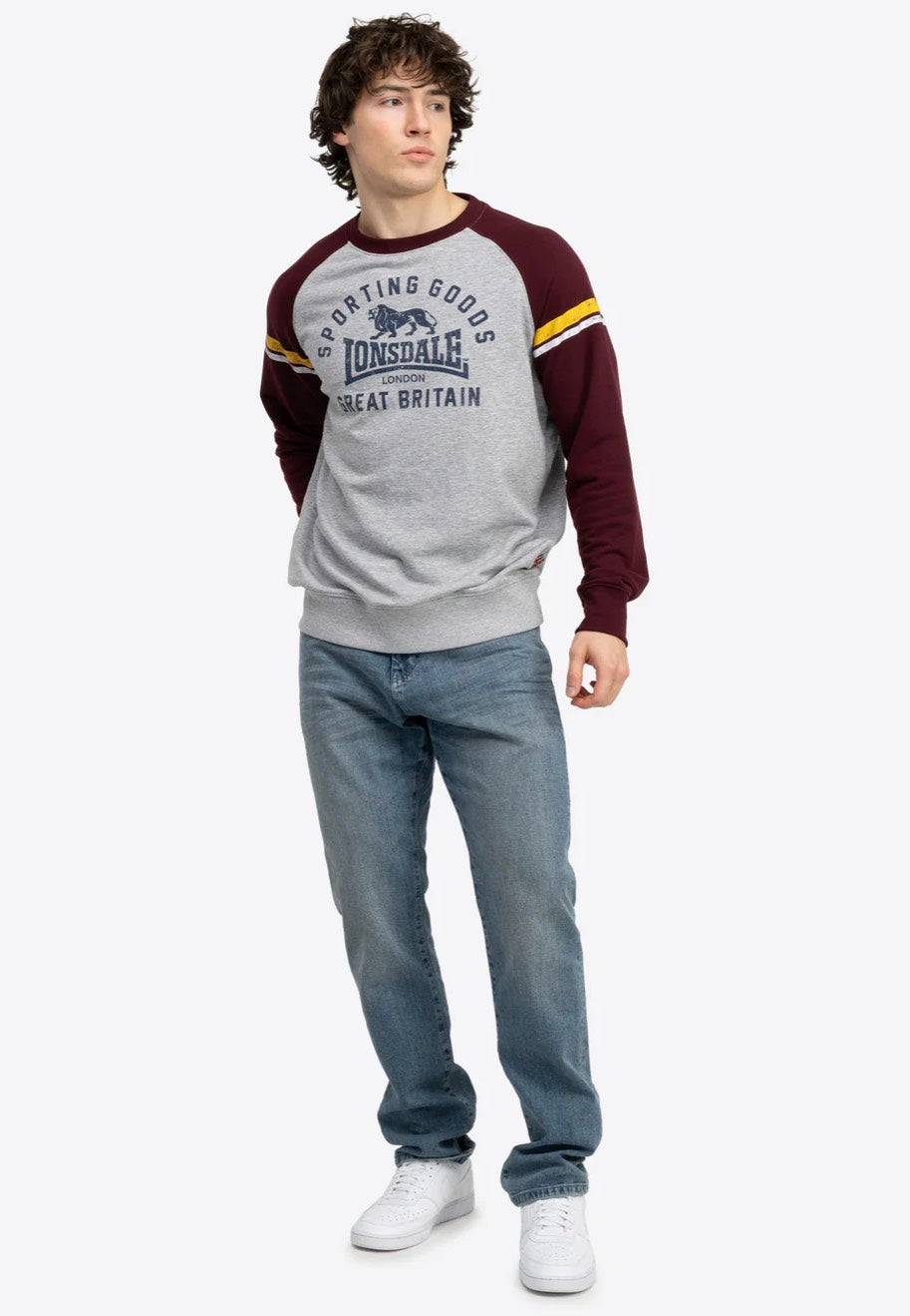 Lonsdale - Bregis Marl Grey/Oxblood/Navy - Sweater | Men-Image