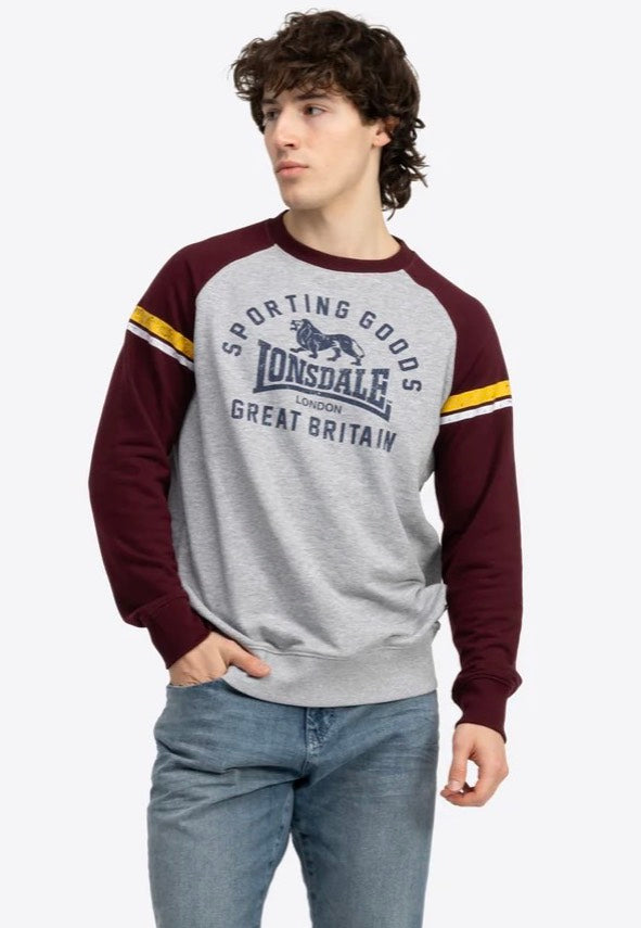 Lonsdale - Bregis Marl Grey/Oxblood/Navy - Sweater | Men-Image