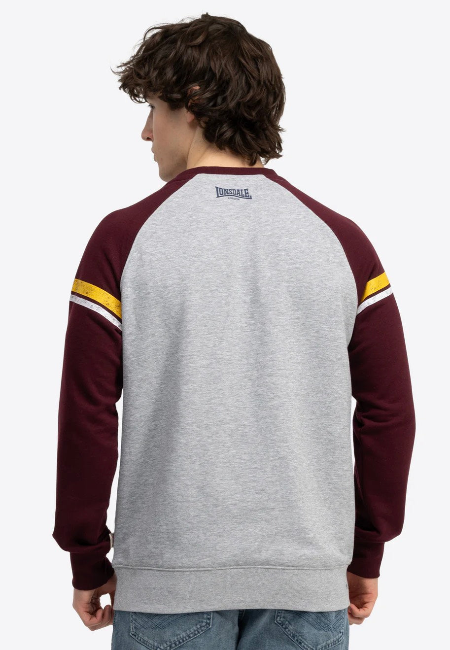Lonsdale - Bregis Marl Grey/Oxblood/Navy - Sweater | Men-Image