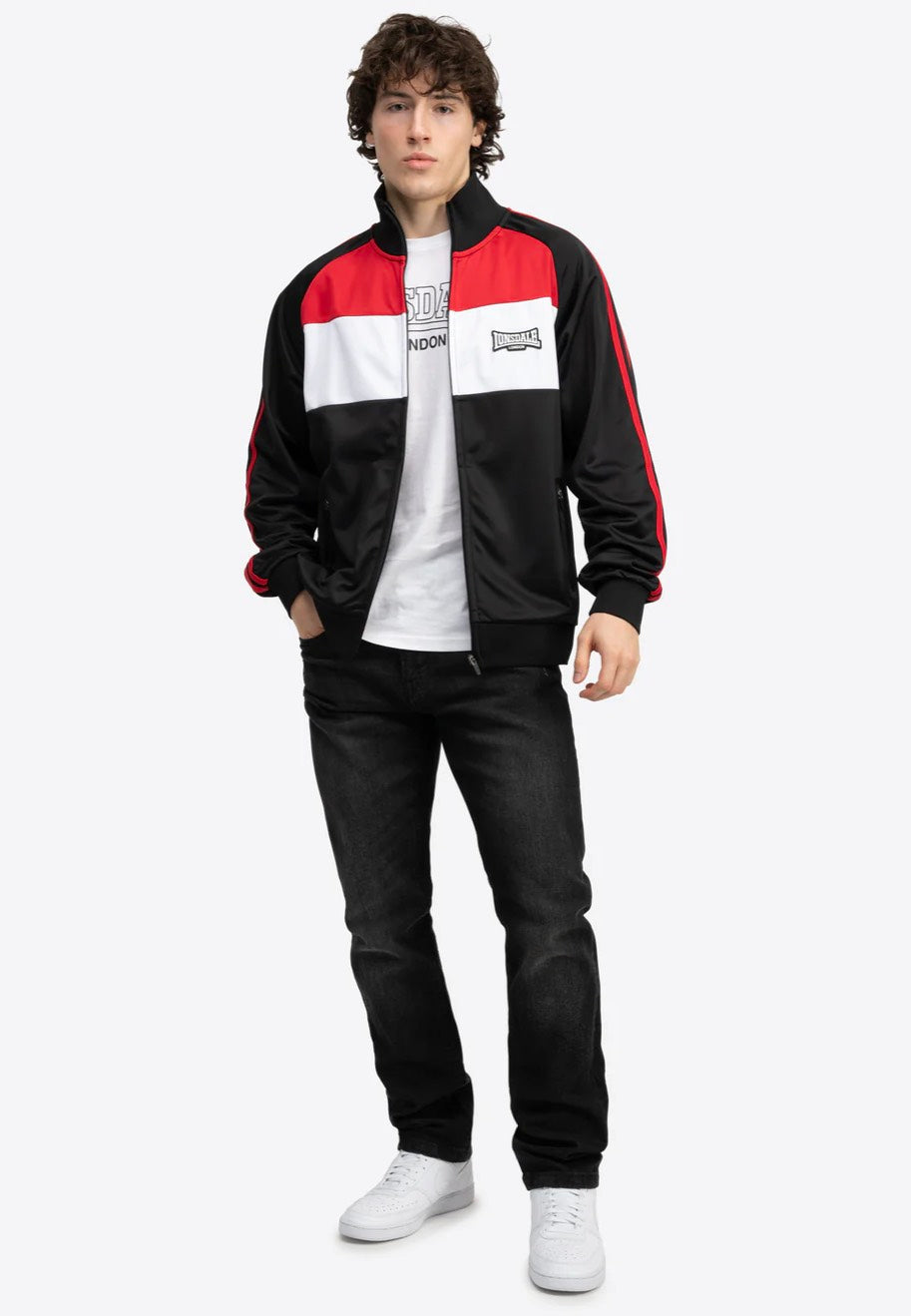 Lonsdale - Bracklesham Black/Dark Red/White - Track Jacket | Men-Image