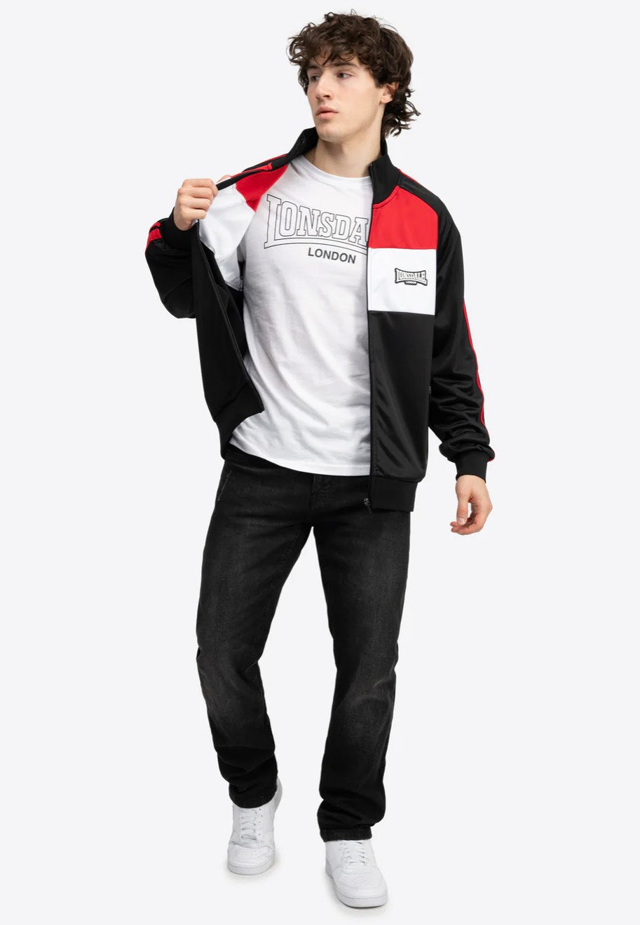 Lonsdale - Bracklesham Black/Dark Red/White - Track Jacket | Men-Image