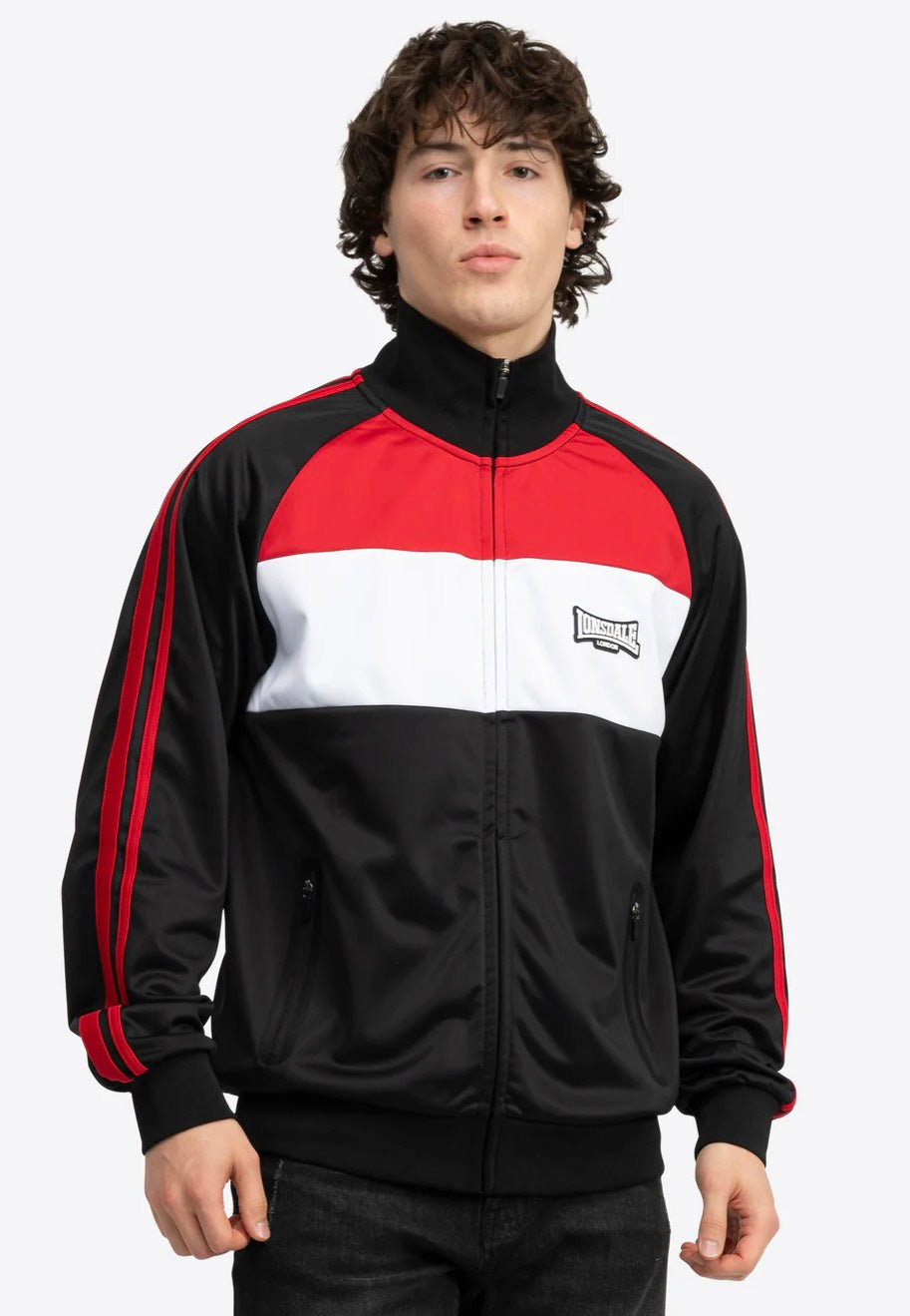 Lonsdale - Bracklesham Black/Dark Red/White - Track Jacket | Men-Image