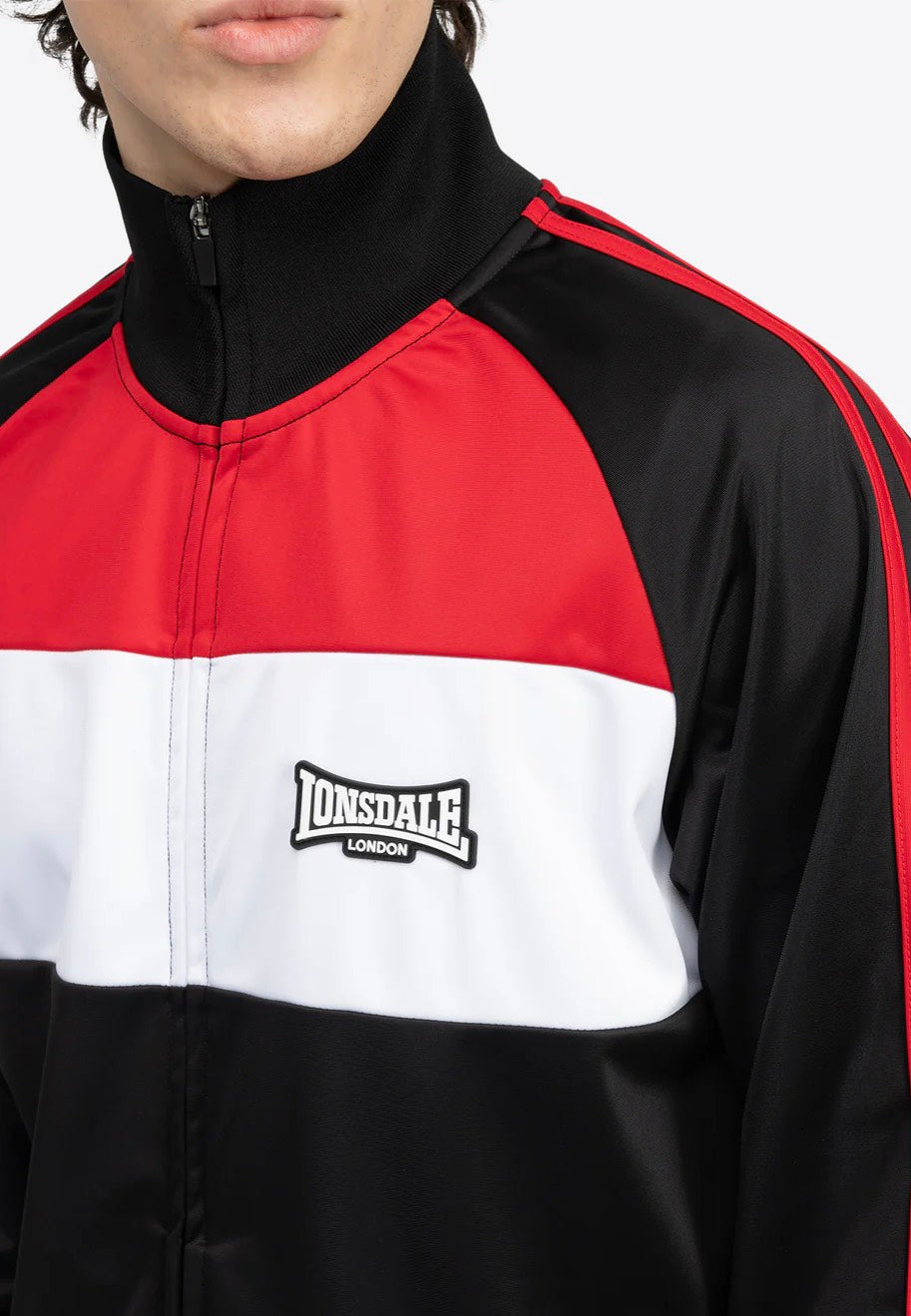 Lonsdale - Bracklesham Black/Dark Red/White - Track Jacket | Men-Image