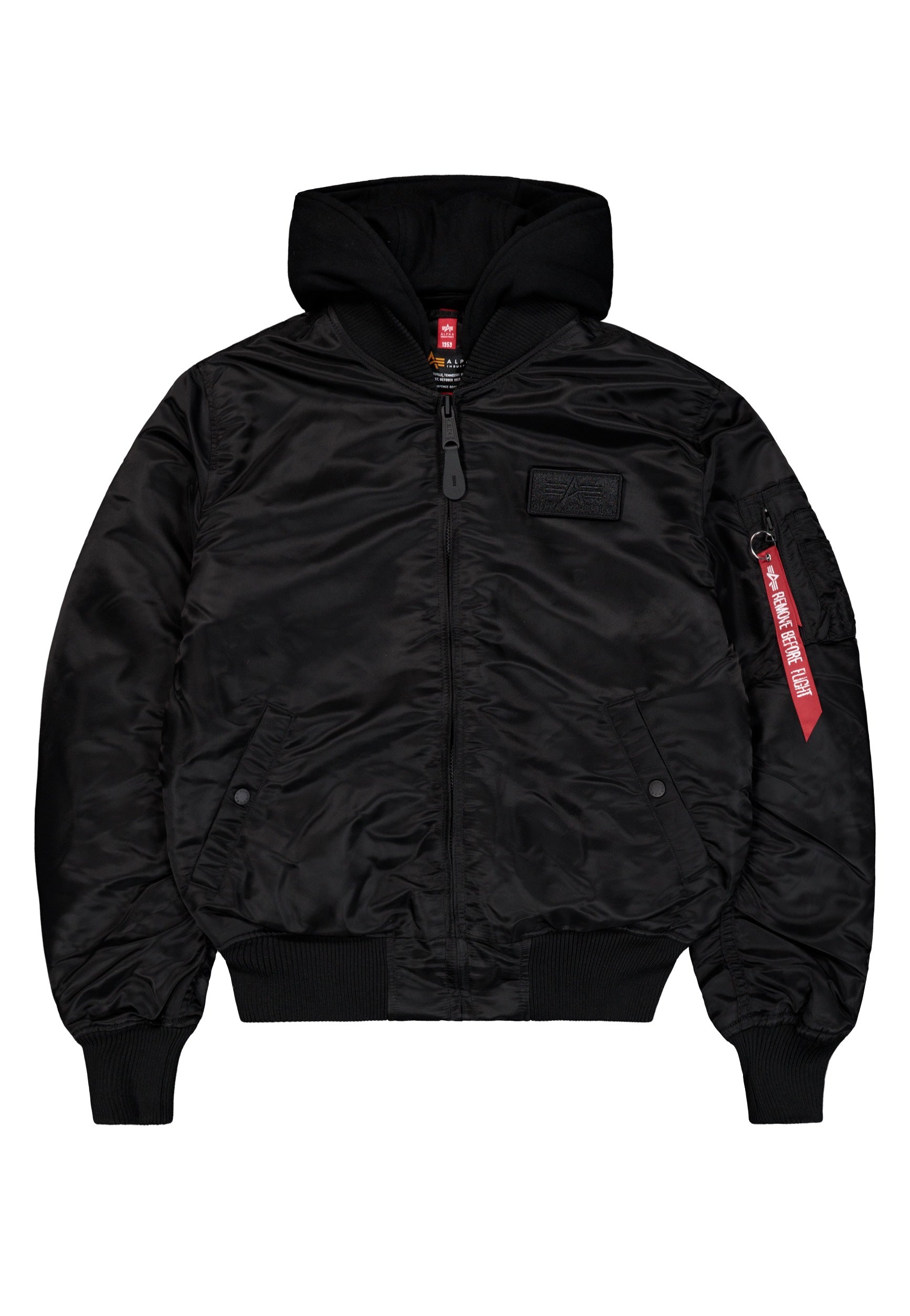 Alpha Industries - MA-1 Zip Hood Back Print Black/Reflective - Jacket | Men-Image