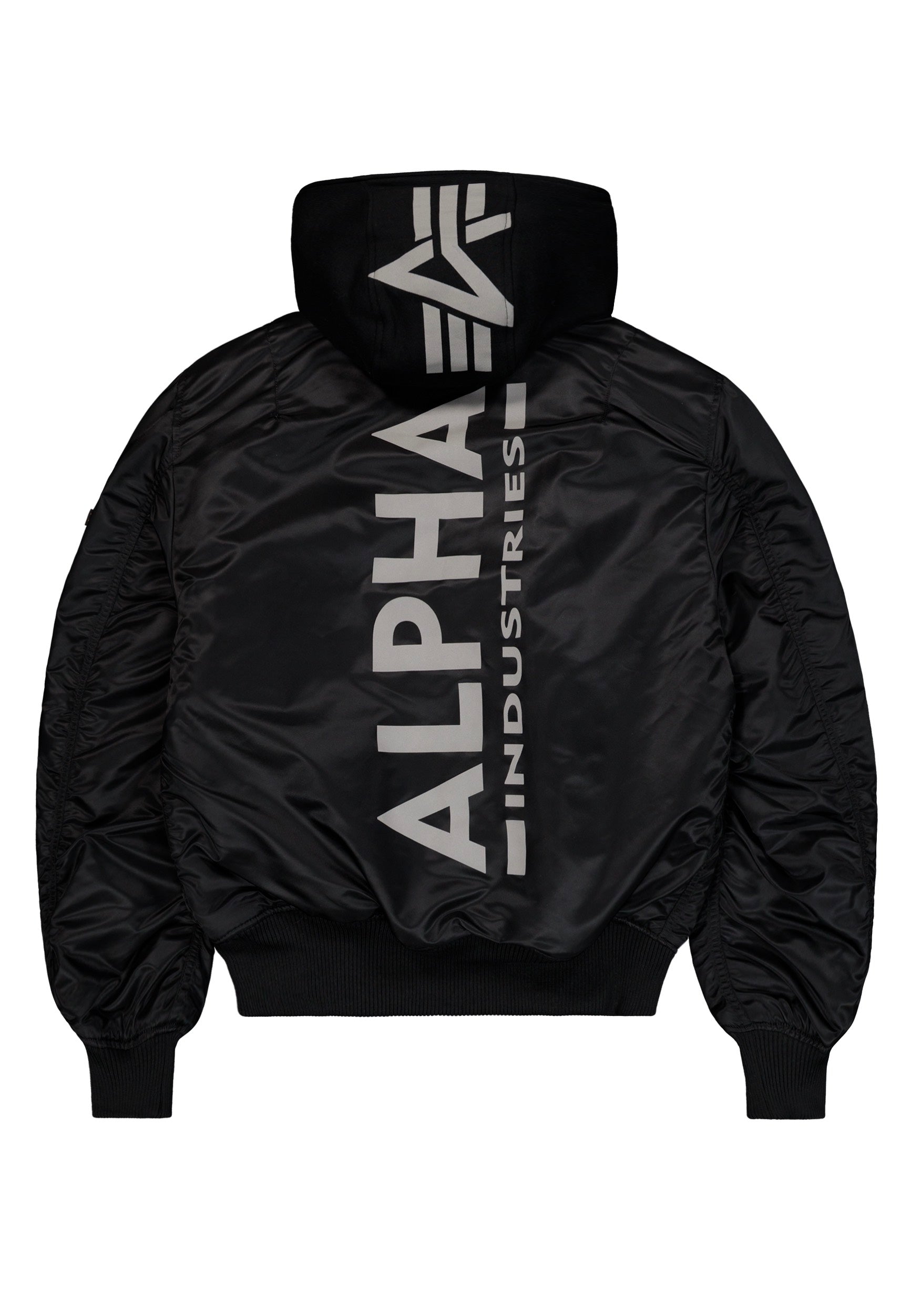 Alpha Industries - MA-1 Zip Hood Back Print Black/Reflective - Jacket | Men-Image