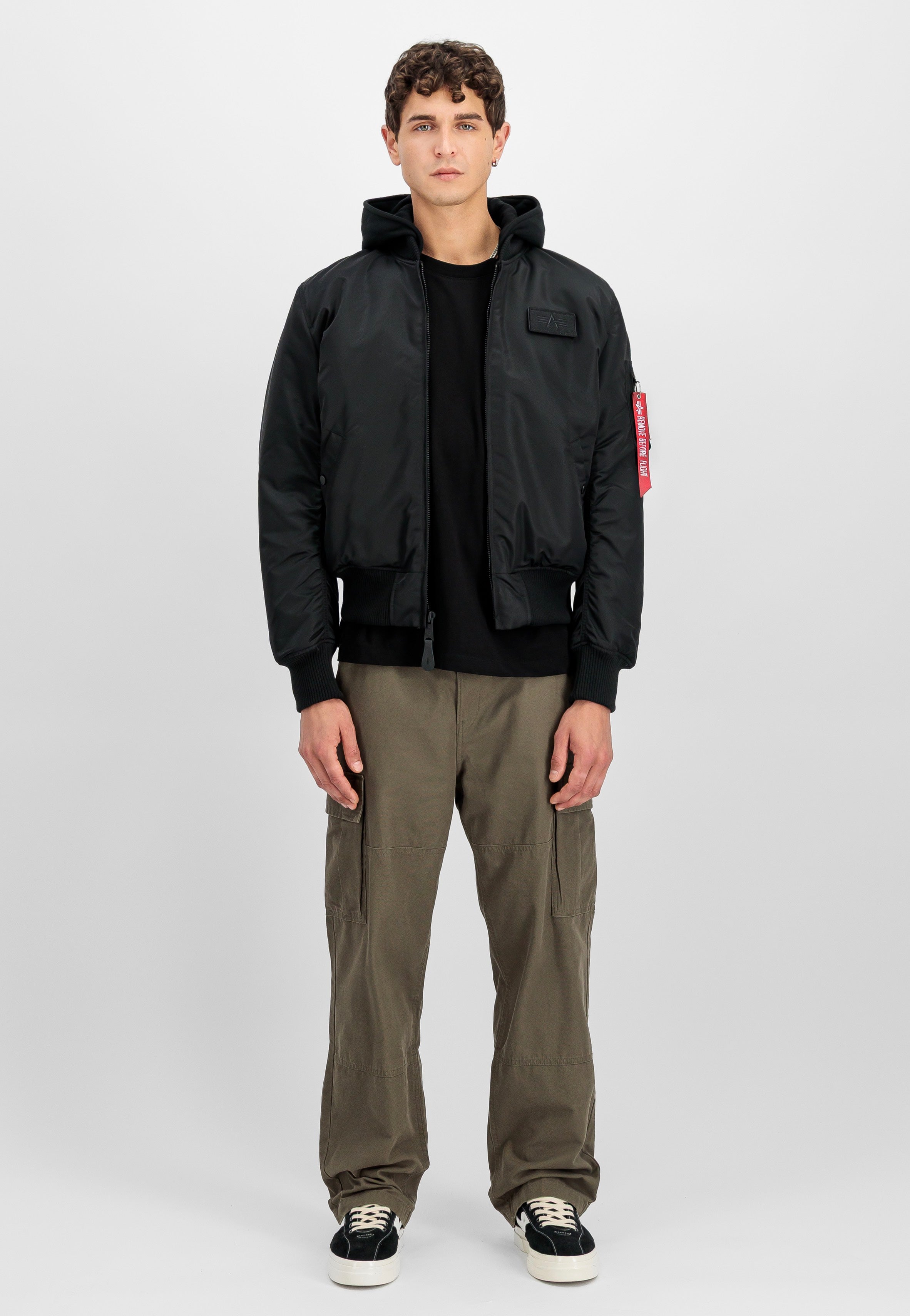 Alpha Industries - MA-1 Zip Hood Back Print Black/Reflective - Jacket | Men-Image