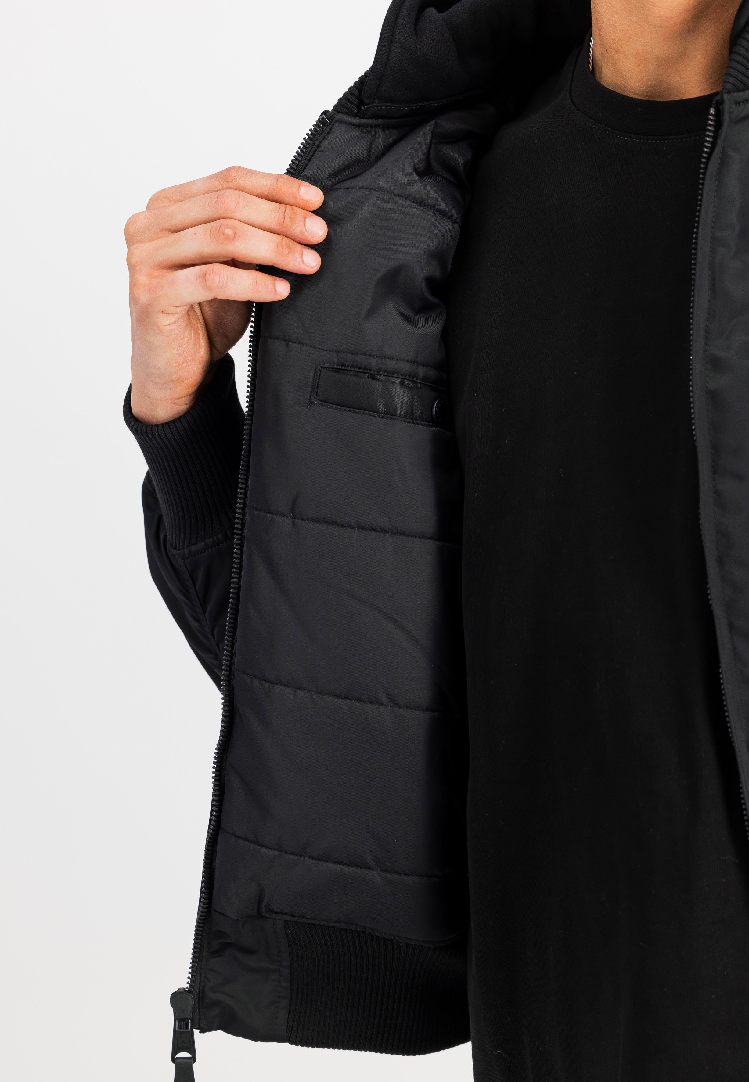 Alpha Industries - MA-1 Zip Hood Back Print Black/Reflective - Jacket | Men-Image