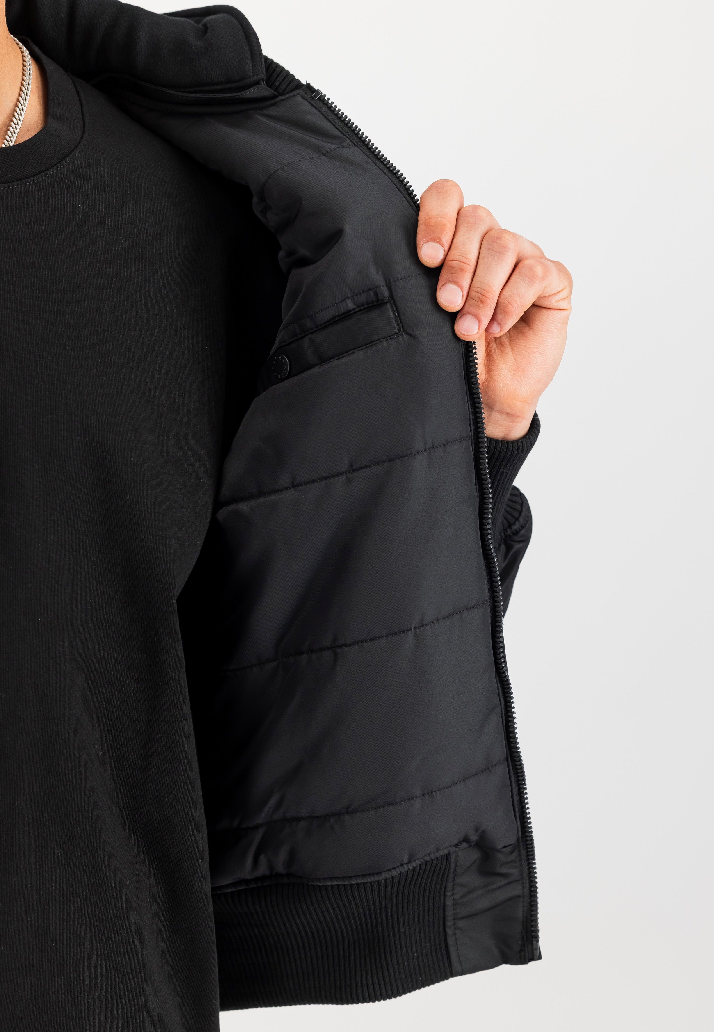 Alpha Industries - MA-1 Zip Hood Back Print Black/Reflective - Jacket | Men-Image