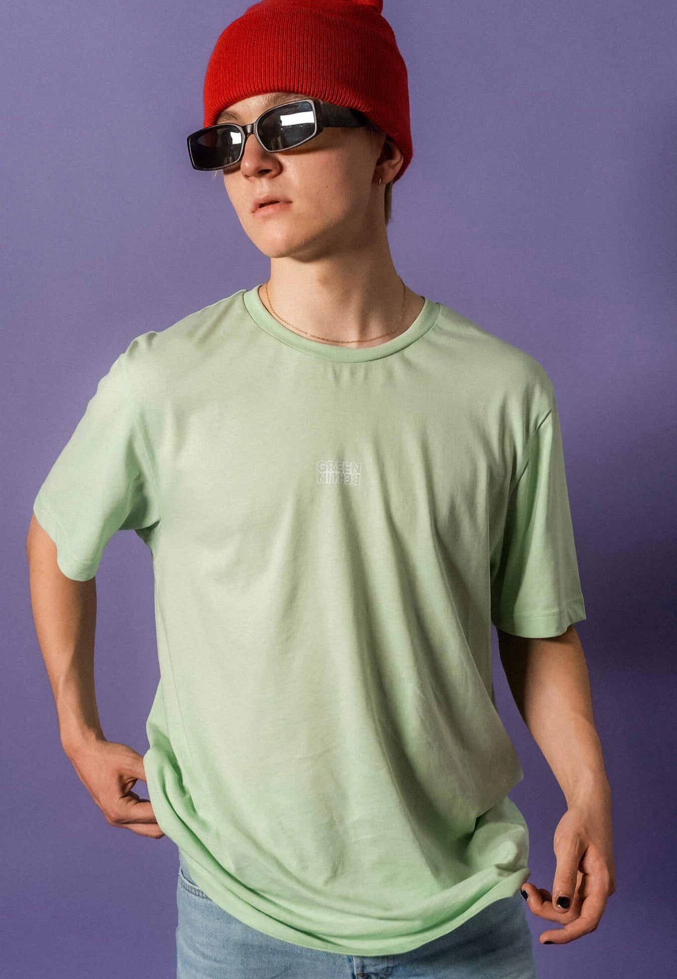 Green Berlin - Mint Logo Mintgrün Batik - T-Shirt