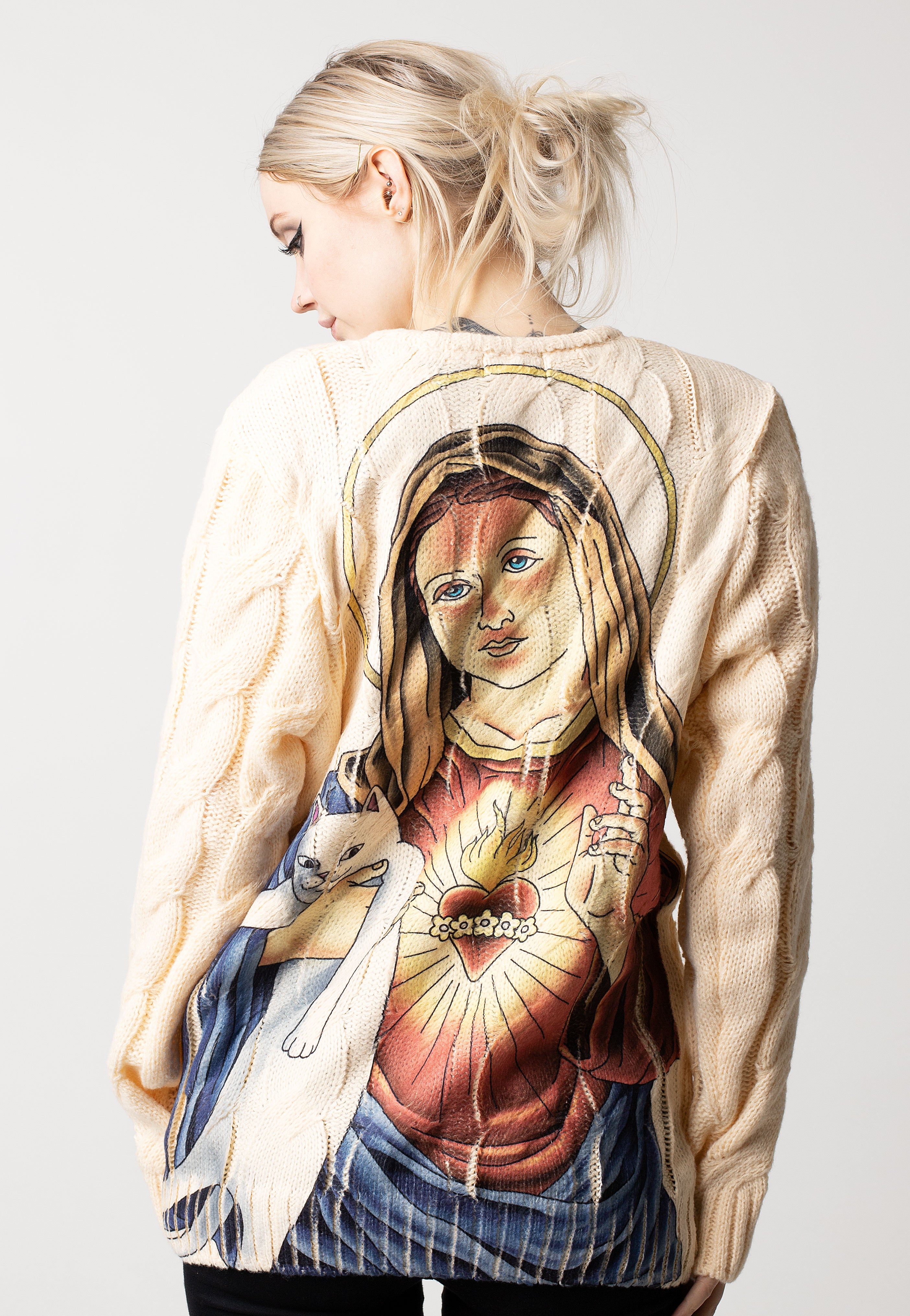RIPNDIP - Mother Mary Cable Knit Cream - Pullover | Impericon