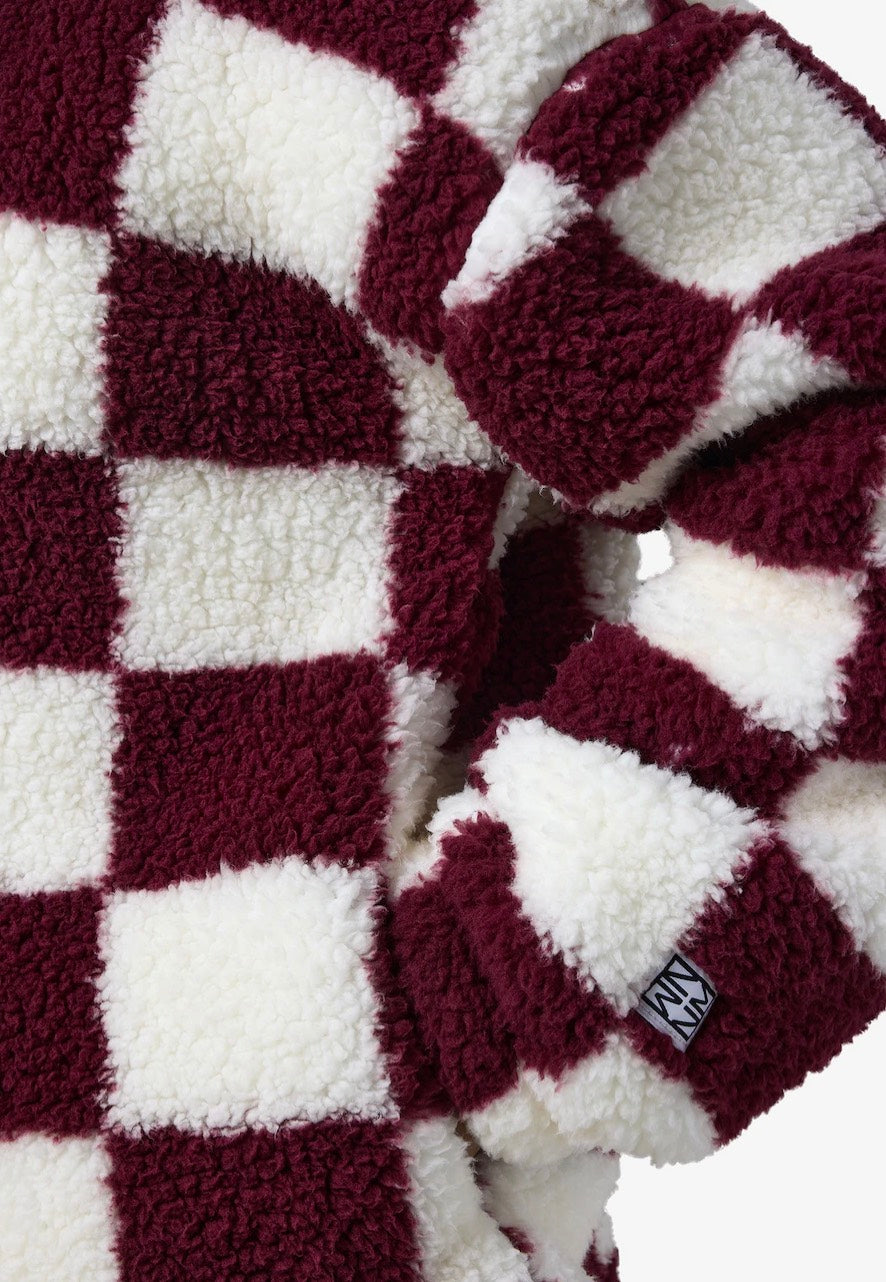 Noisy May - Luca Check Soft Fleece Wine Cloud Dancer - Jacket | Women-Image