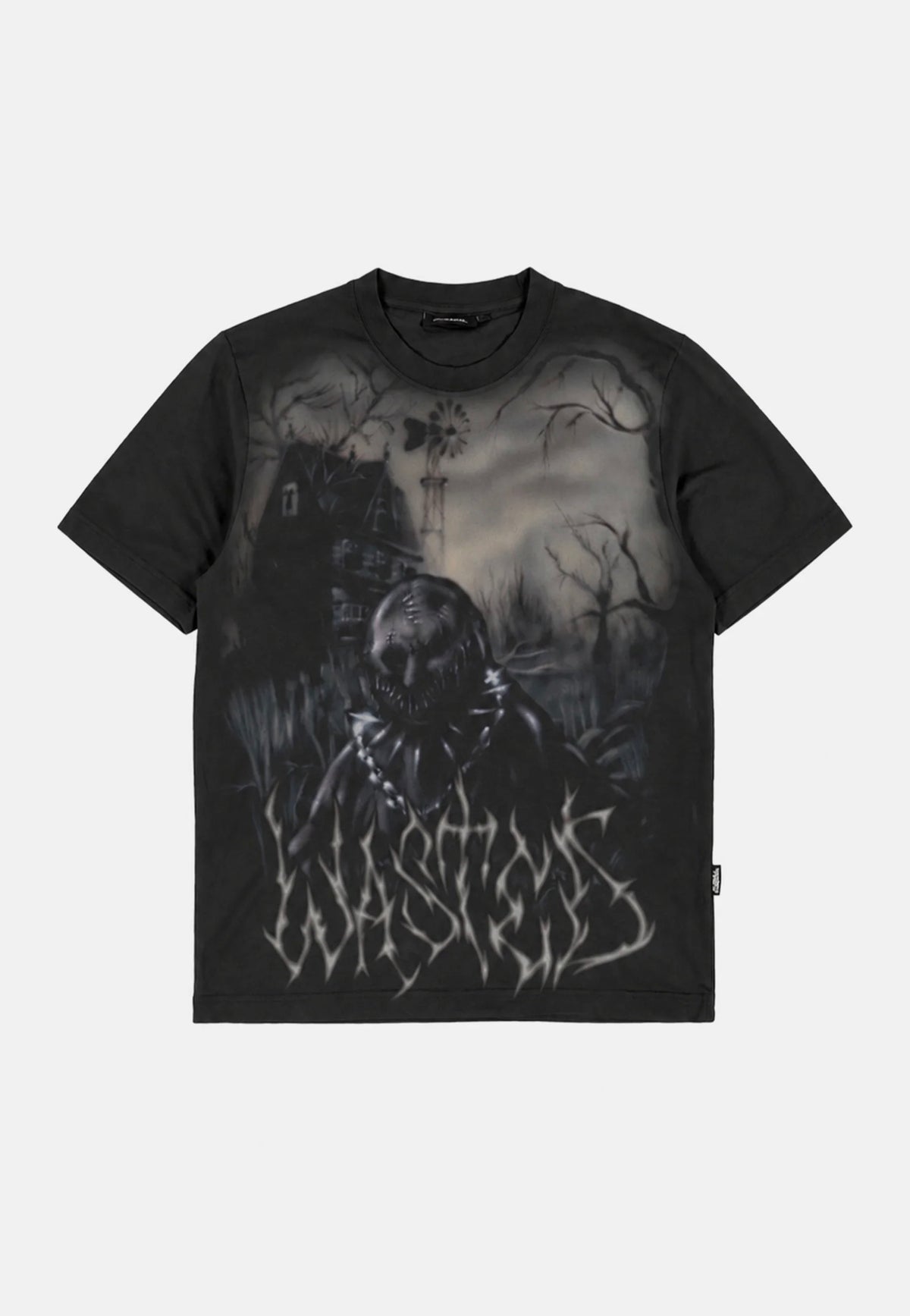 Wasted Paris Chainsaw Boxy Faded Black T-Shirt | Men-Image