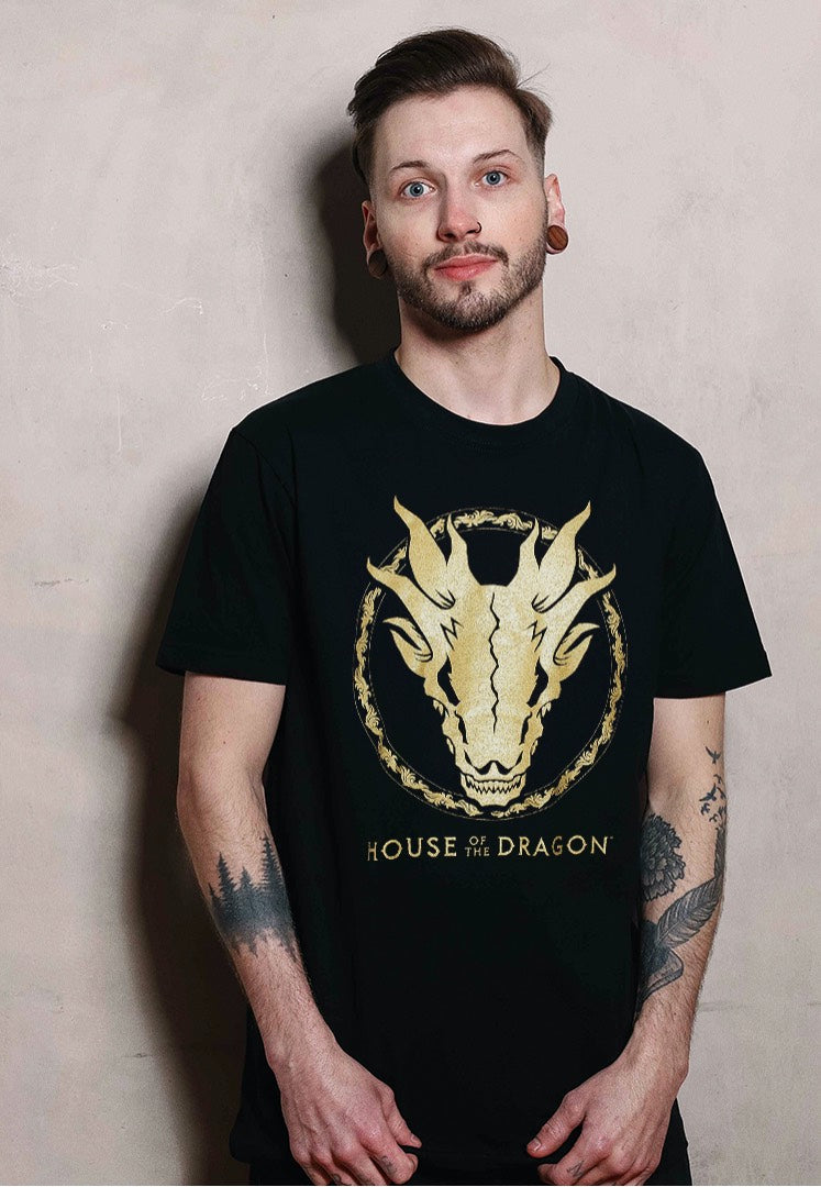 House Of The Dragon - Gold Ink Skull - T-Shirt | Men-Image