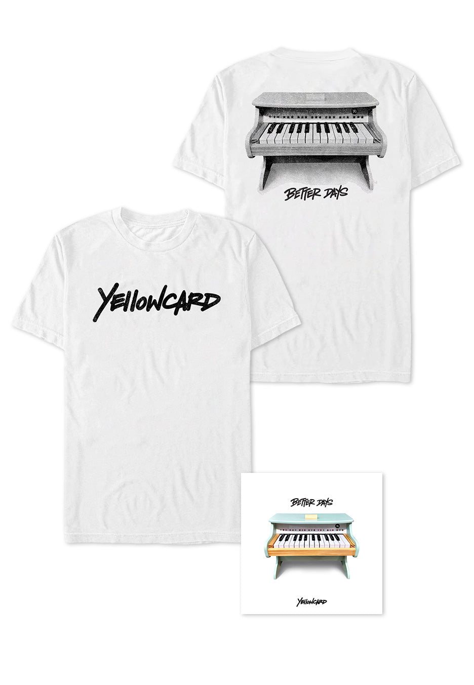Yellowcard - Better Days Piano White T-Shirt - Colored Vinyl Special P