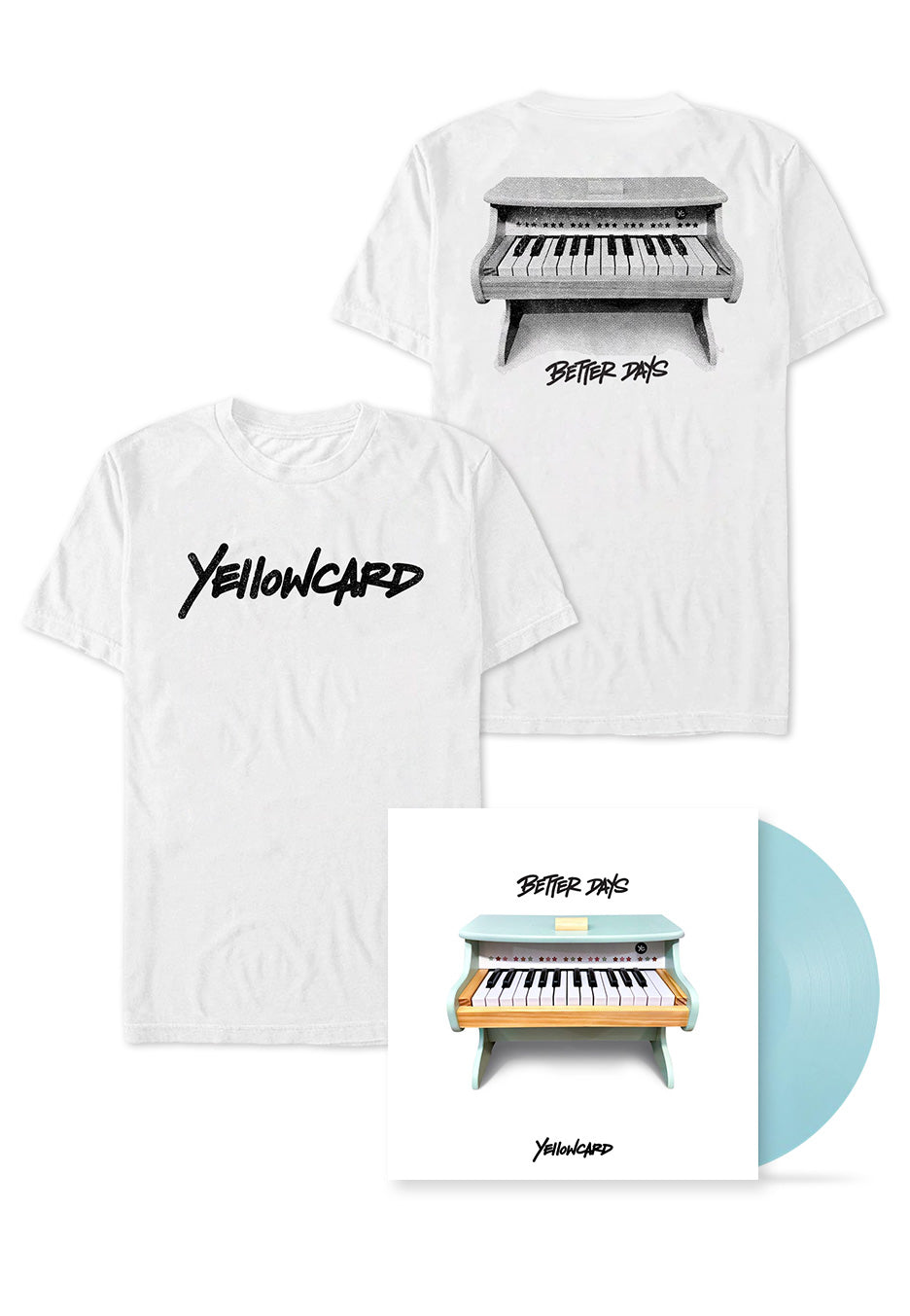 Yellowcard - Better Days Piano White T-Shirt - Colored Vinyl Special Pack