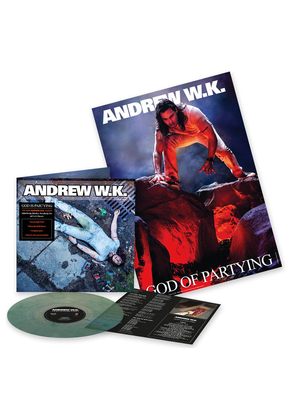 Andrew W.K. - God Is Partying Ltd. Clear Dark Green - Colored Vinyl + Poster | Neutral-Image