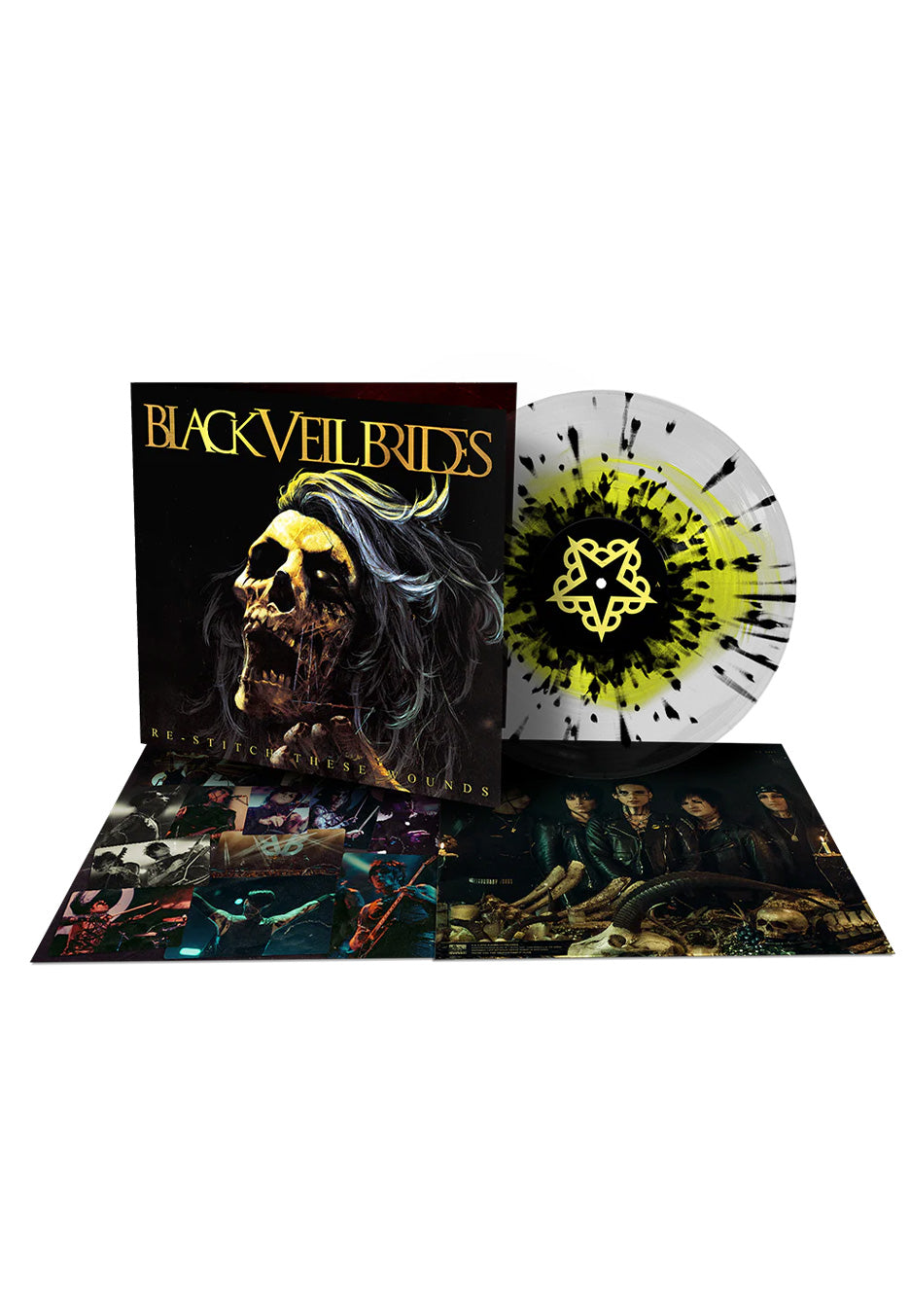 Black Veil Brides - Re-Stitch These Wounds Ltd. Ultra Clear/Neon Yellow w/ Black - Splattered Vinyl | Neutral-Image