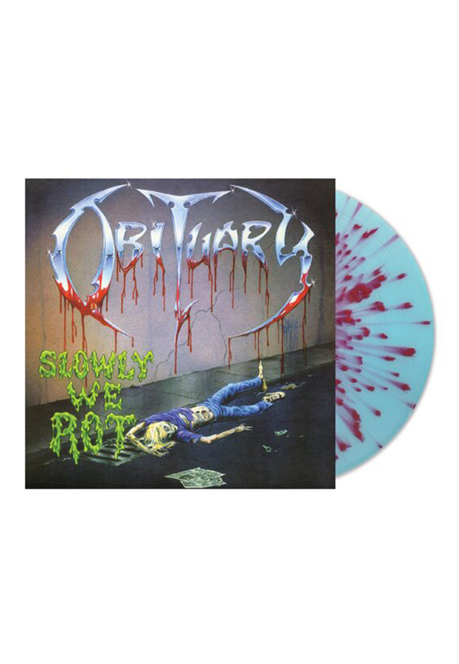 Obituary - Slowly We Rot Ltd. Light Blue w/ Blood Red - Splattered Vinyl | Neutral-Image