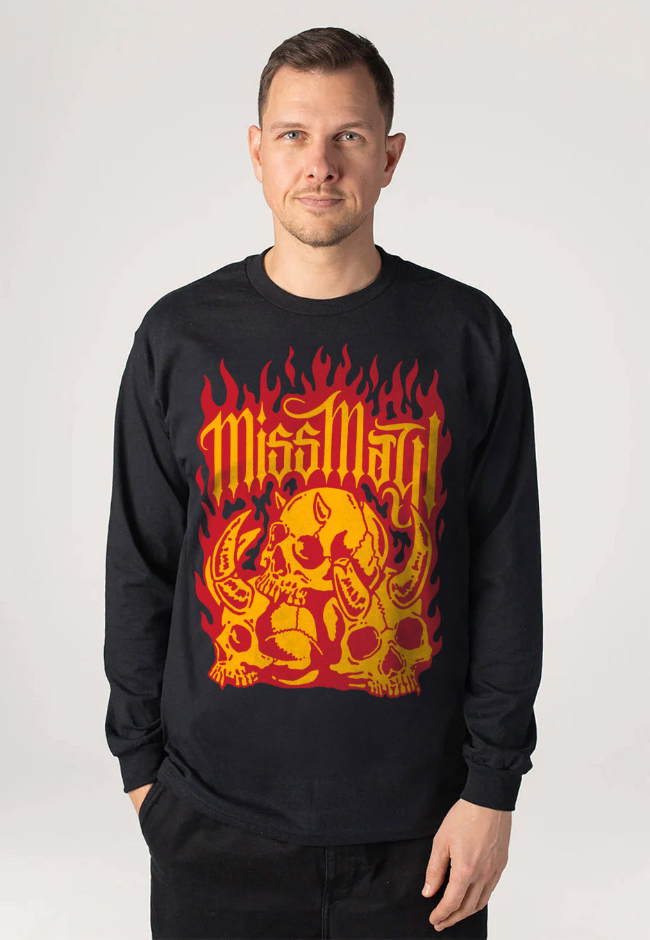 Miss May I - Flaming Skulls - Longsleeve | Men-Image