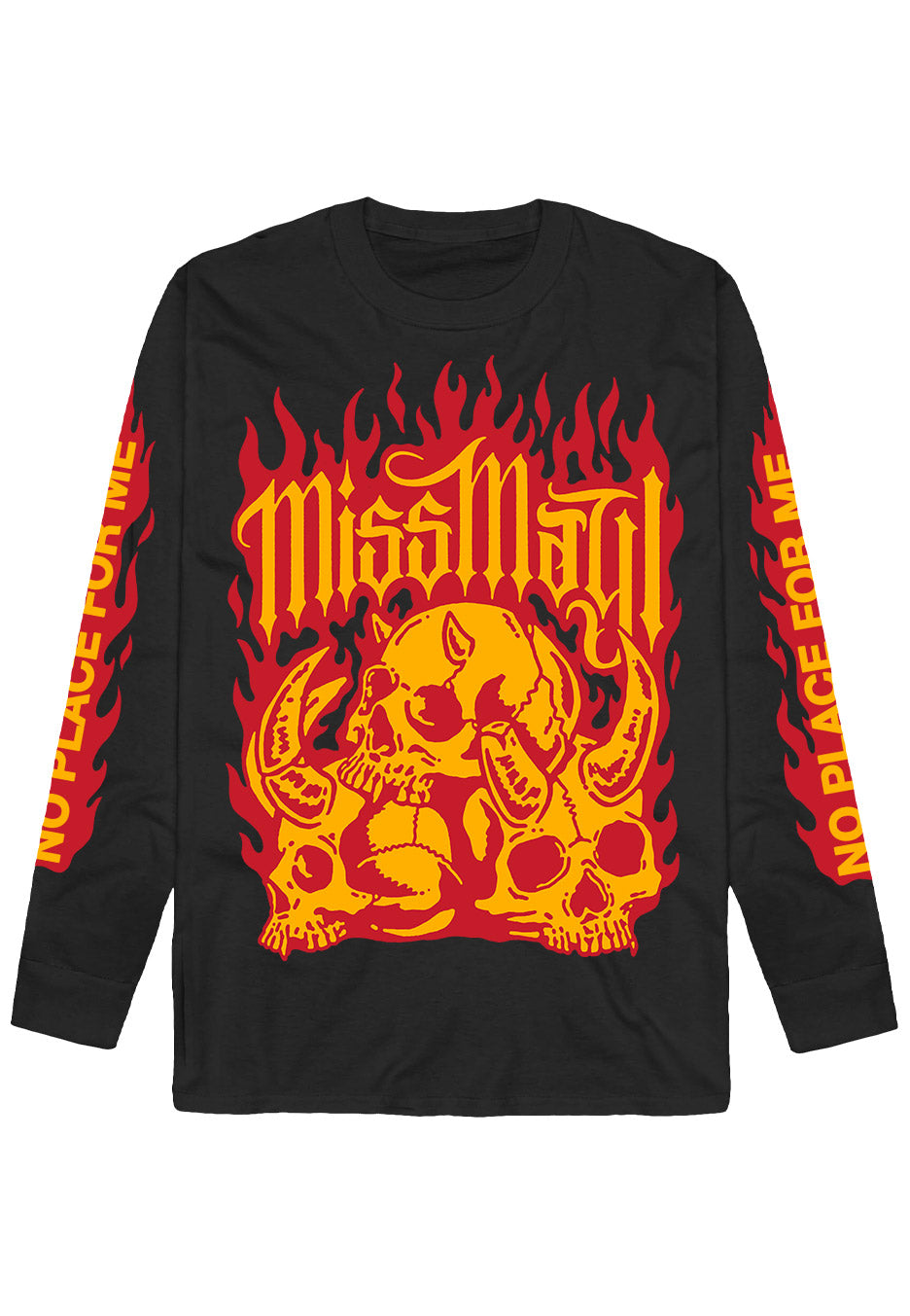 Miss May I - Flaming Skulls - Longsleeve | Neutral-Image