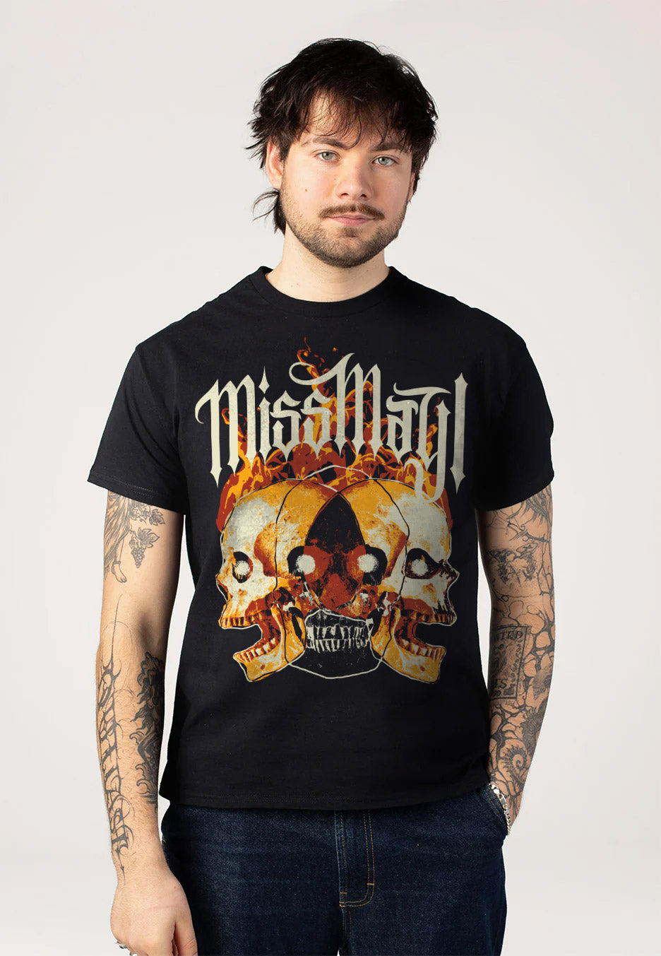Miss May I - Flaming Skulls - T-Shirt | Men-Image