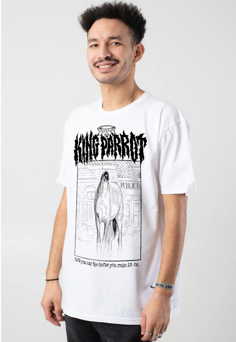 King Parrot Horse White T-Shirt | Men-Image