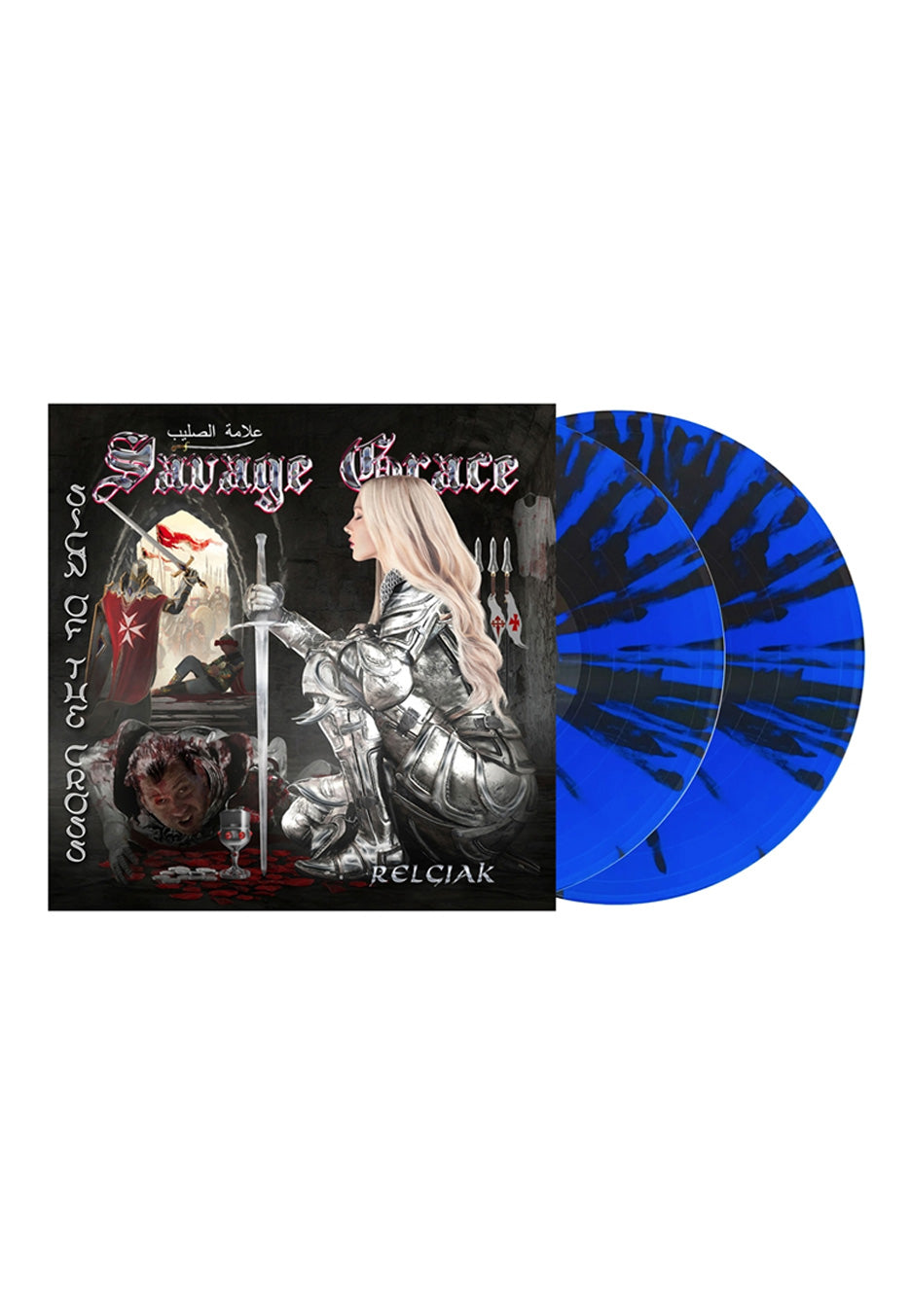 Savage Grace Sign Of The Cross Ltd. Blue w/ Black Splattered 2 Vinyl | Neutral-Image