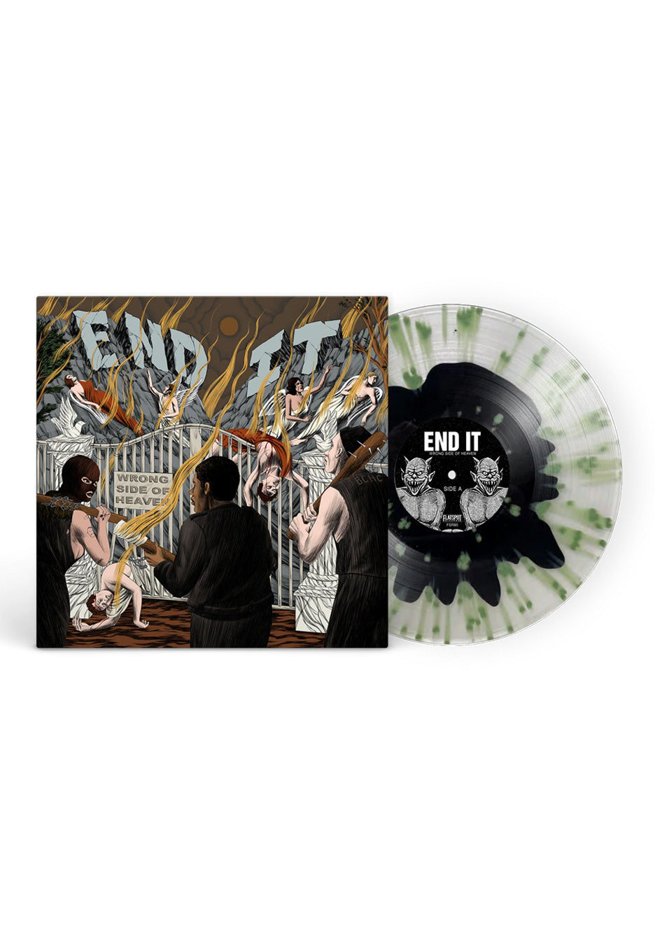 End It Wrong Side Of Heaven Ltd. Black in Clear w/ Olive Green Splattered Vinyl | Neutral-Image