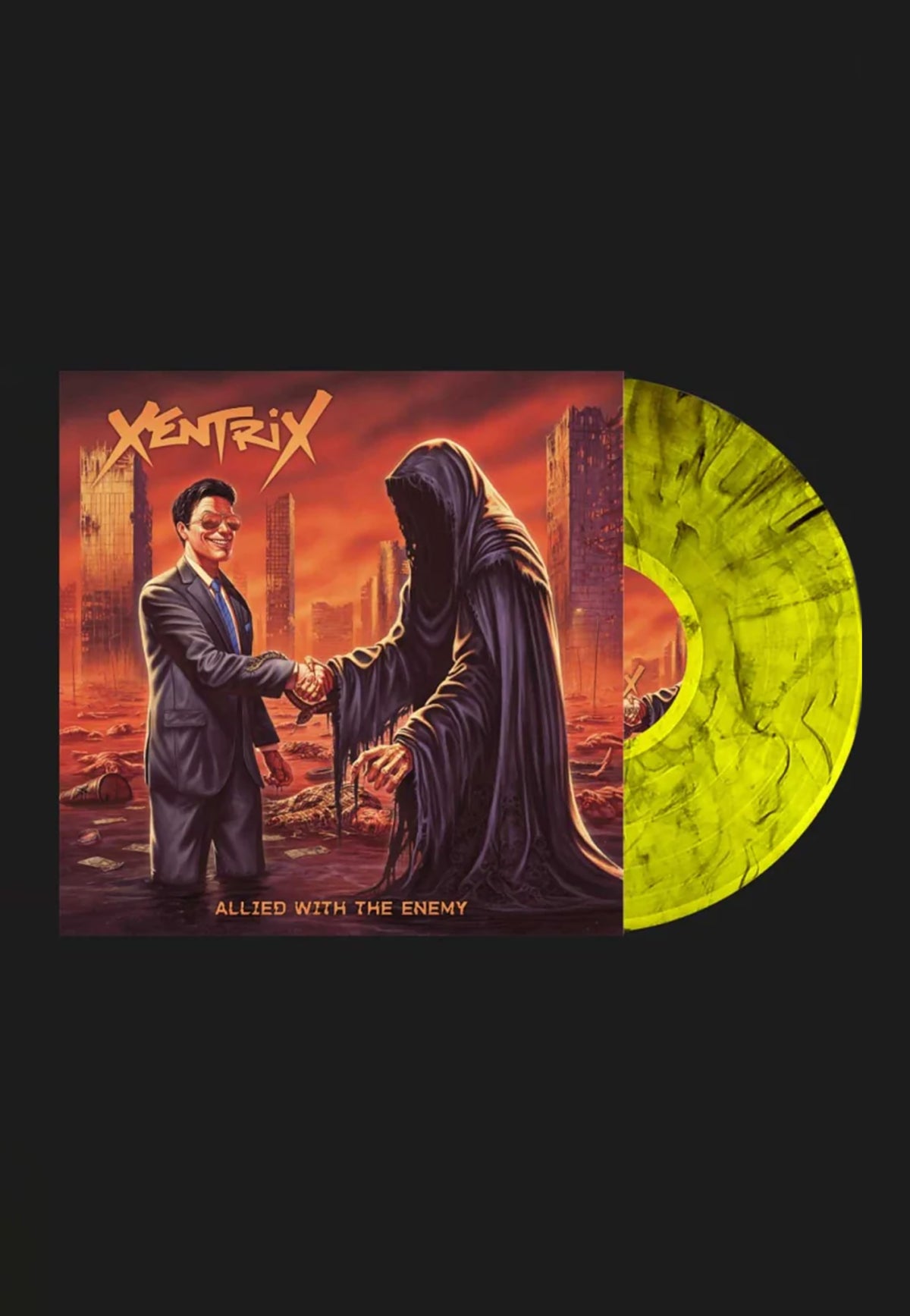 Xentrix Allied With The Enemy Ltd. Yellow/Black Marbled Vinyl | Neutral-Image