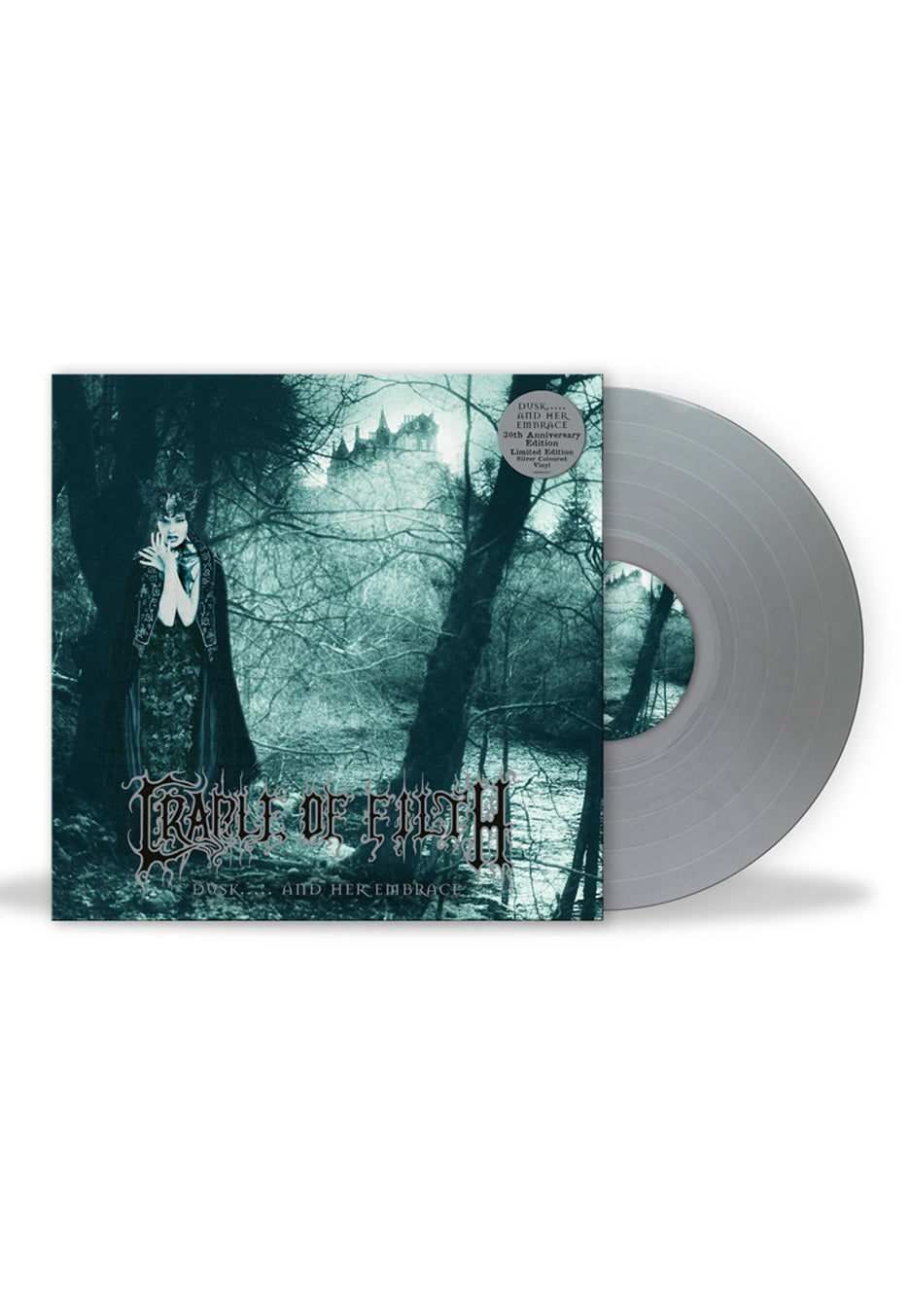 Cradle Of Filth Dusk..... And Her Embrace 30th Anniversary Ltd. Grey Metallic Transparent Colored Vinyl | Neutral-Image