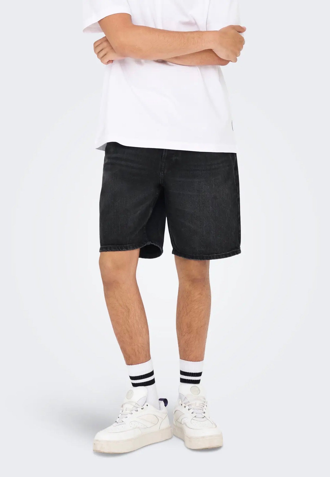 Only & Sons - Edge Black Denim - Shorts | Men-Image