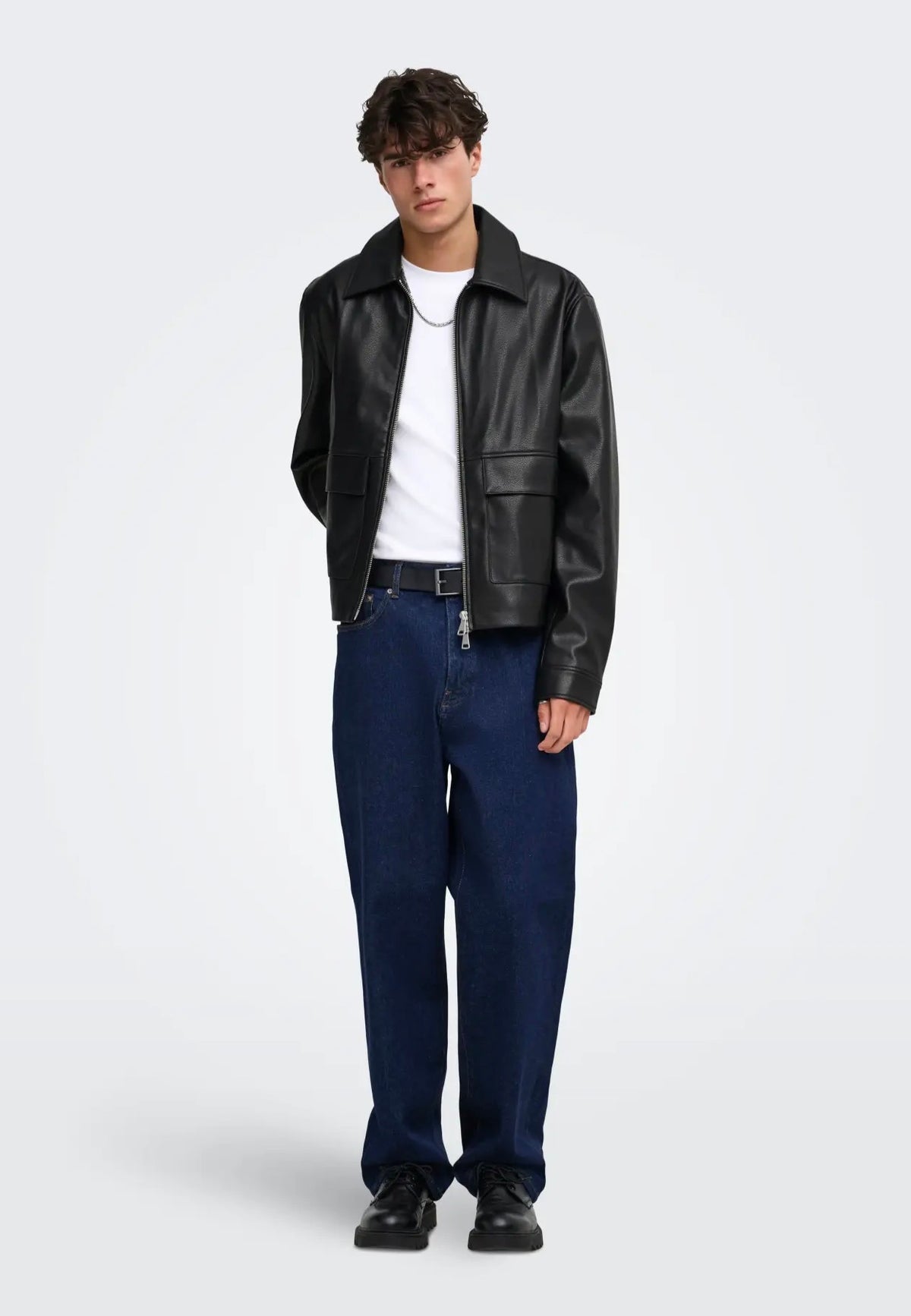 Only & Sons Bate PU Black Kurtka skórzana | Men-Image