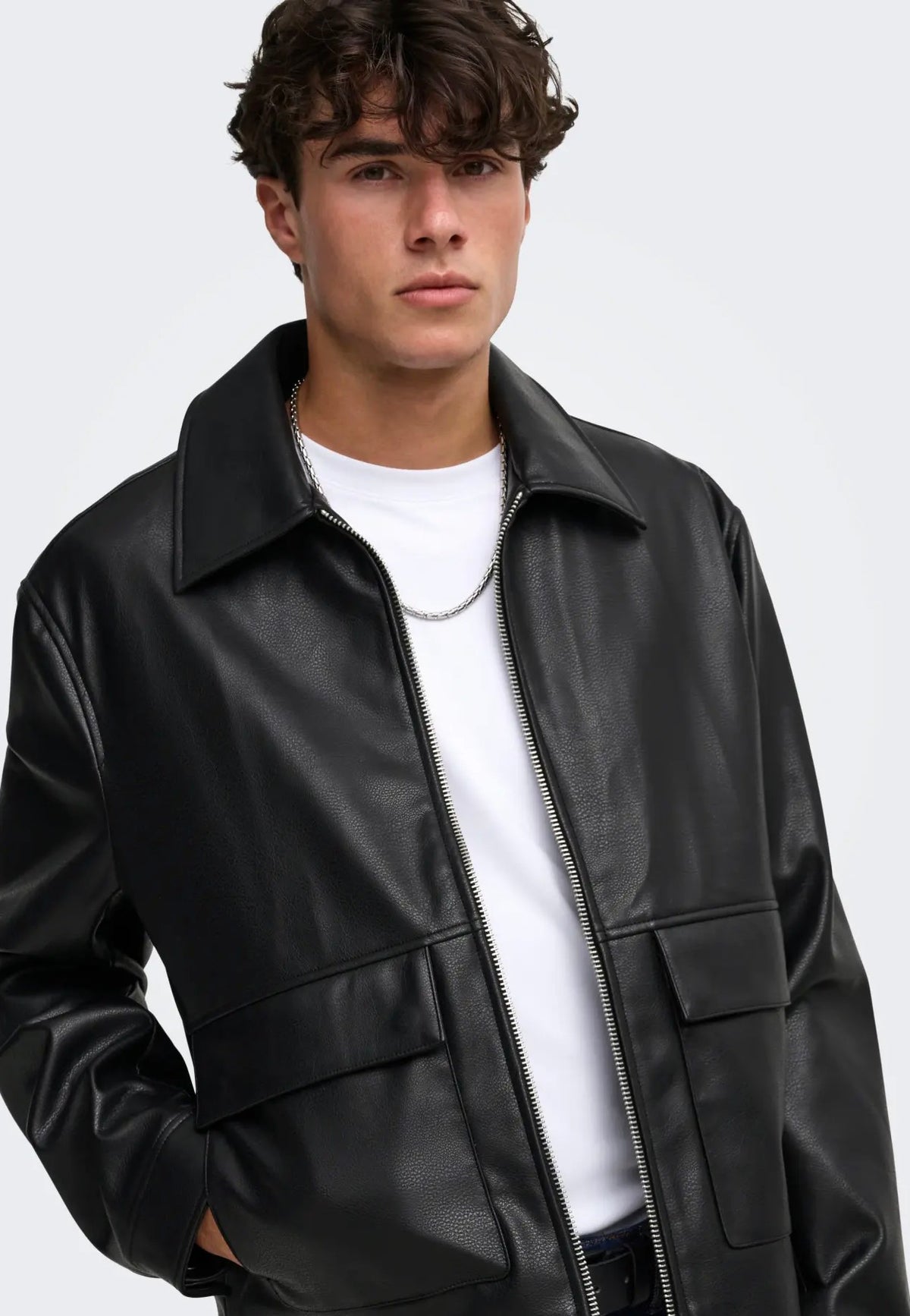 Only & Sons Bate PU Black Kurtka skórzana | Men-Image