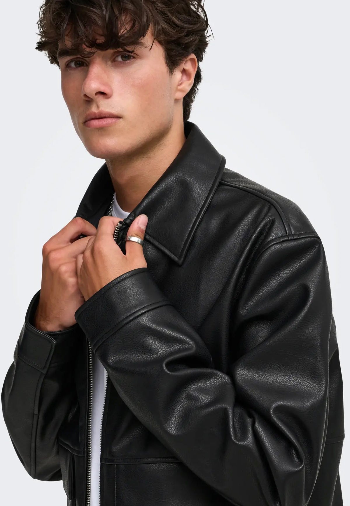 Only & Sons Bate PU Black Kurtka skórzana | Men-Image