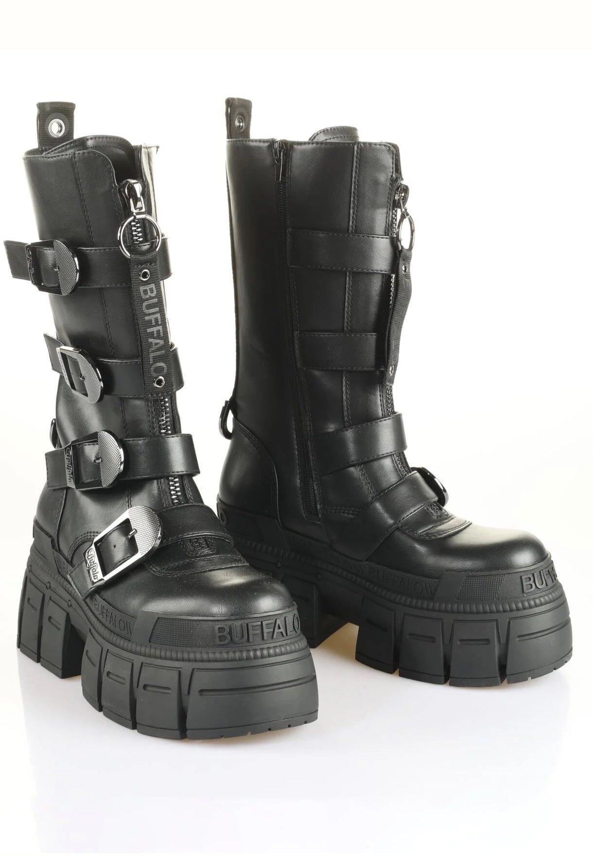 Buffalo - Gospher Biker Hi Zip Vegan Nappa Black - Girl Shoes