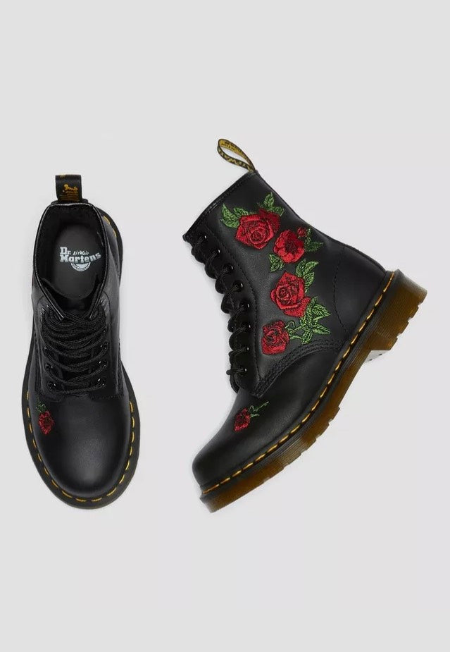 Dr. Martens - 1460 Vonda Floral Rose Black Softy - Girl Shoes | Women-Image